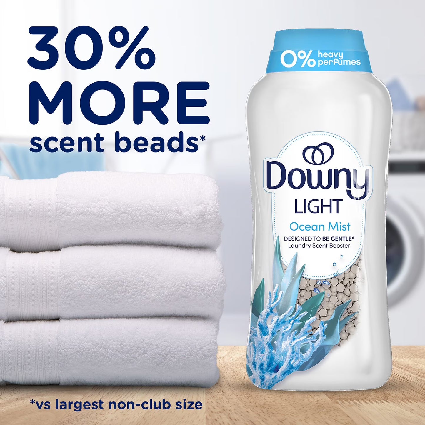 Downy Light Laundry In-Wash Scent Booster Beads, Ocean Mist Scent, 39.9 oz