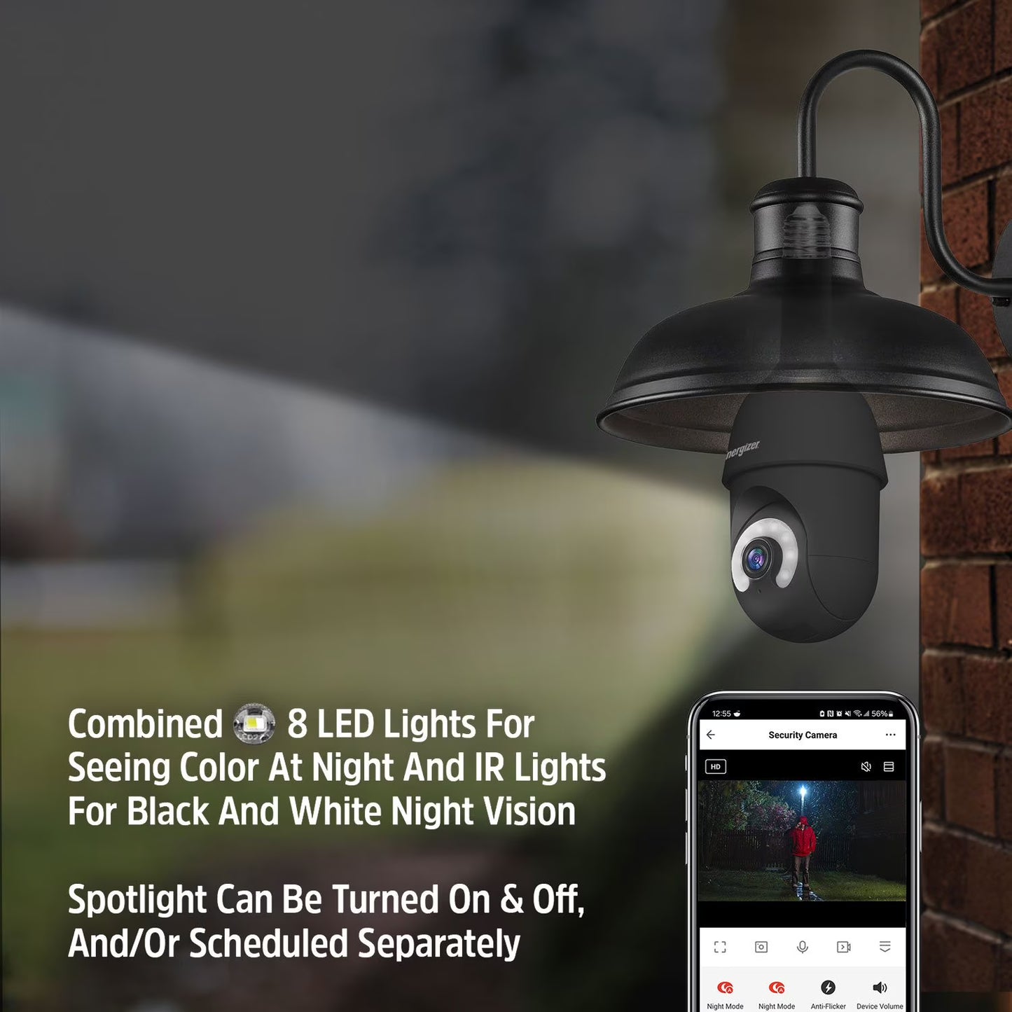 Energizer 2K Light Bulb Socket Security Camera with Socket Extension, 3pk.