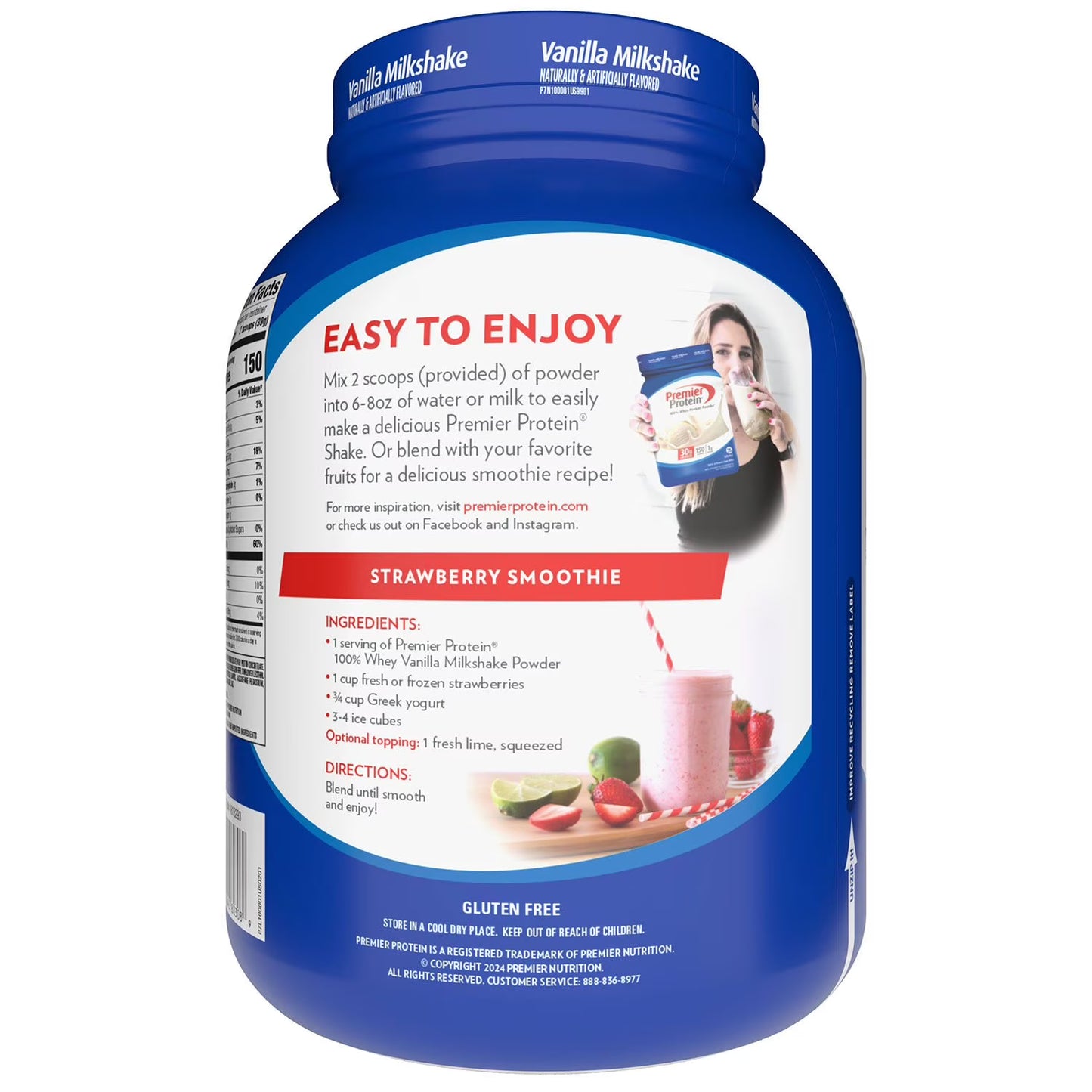 Premier Protein 30g High Protein Powder, Vanilla Milkshake, 3 lbs.