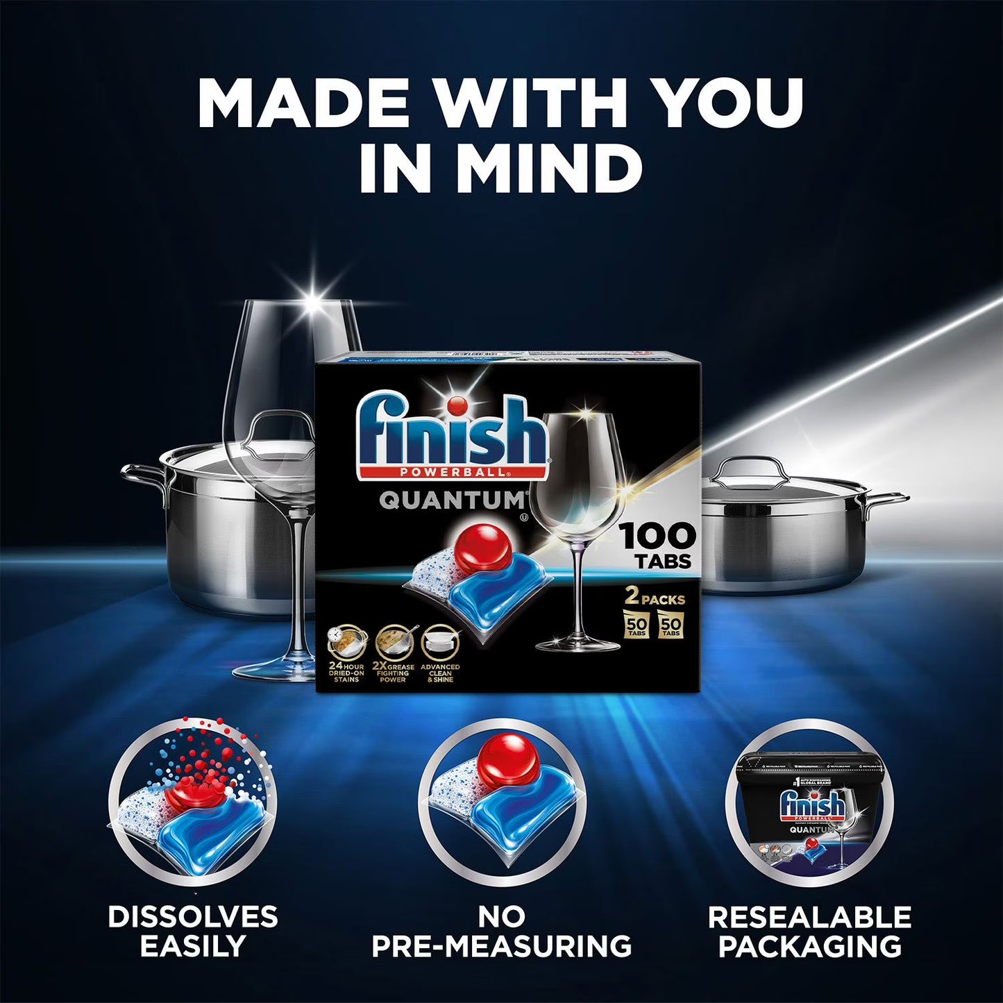 Finish Quantum Powerball Dishwasher Detergent Tablets 100 ct.