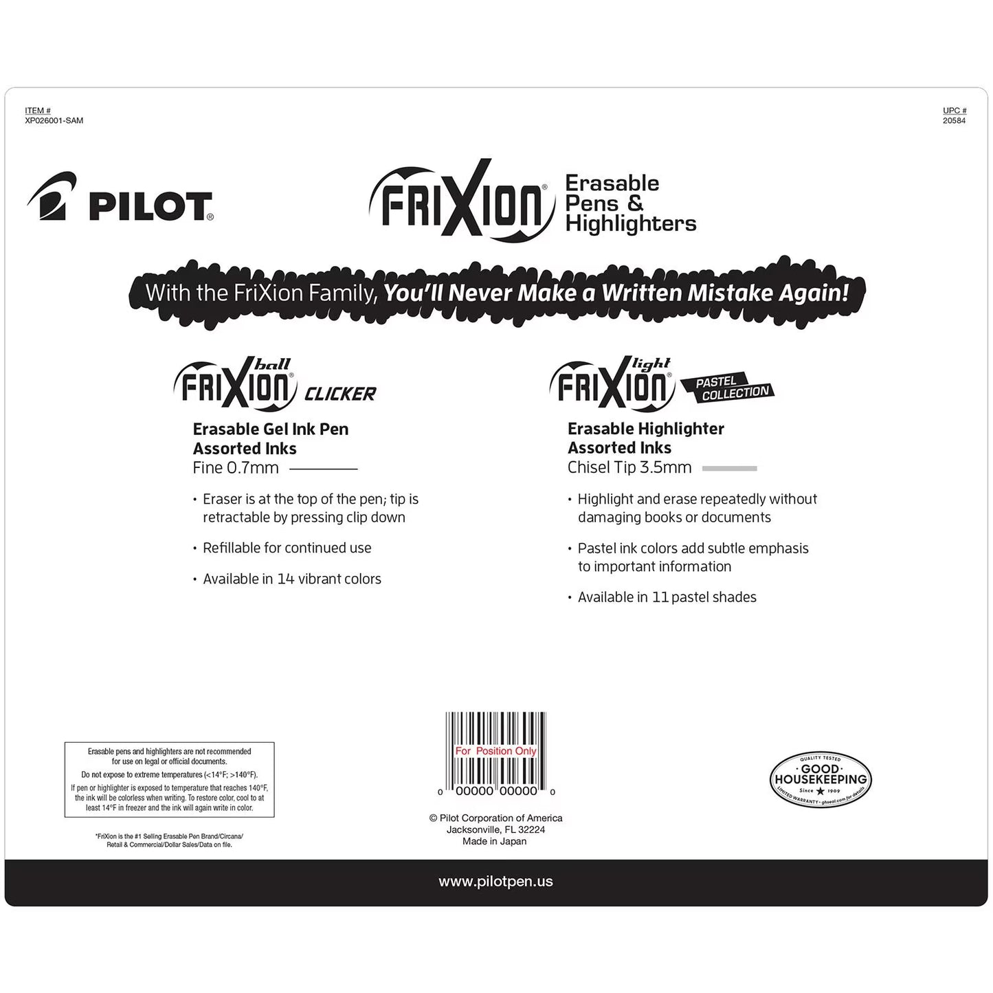 Pilot, FriXion Assorted Gel and Highlighters 12 Pack