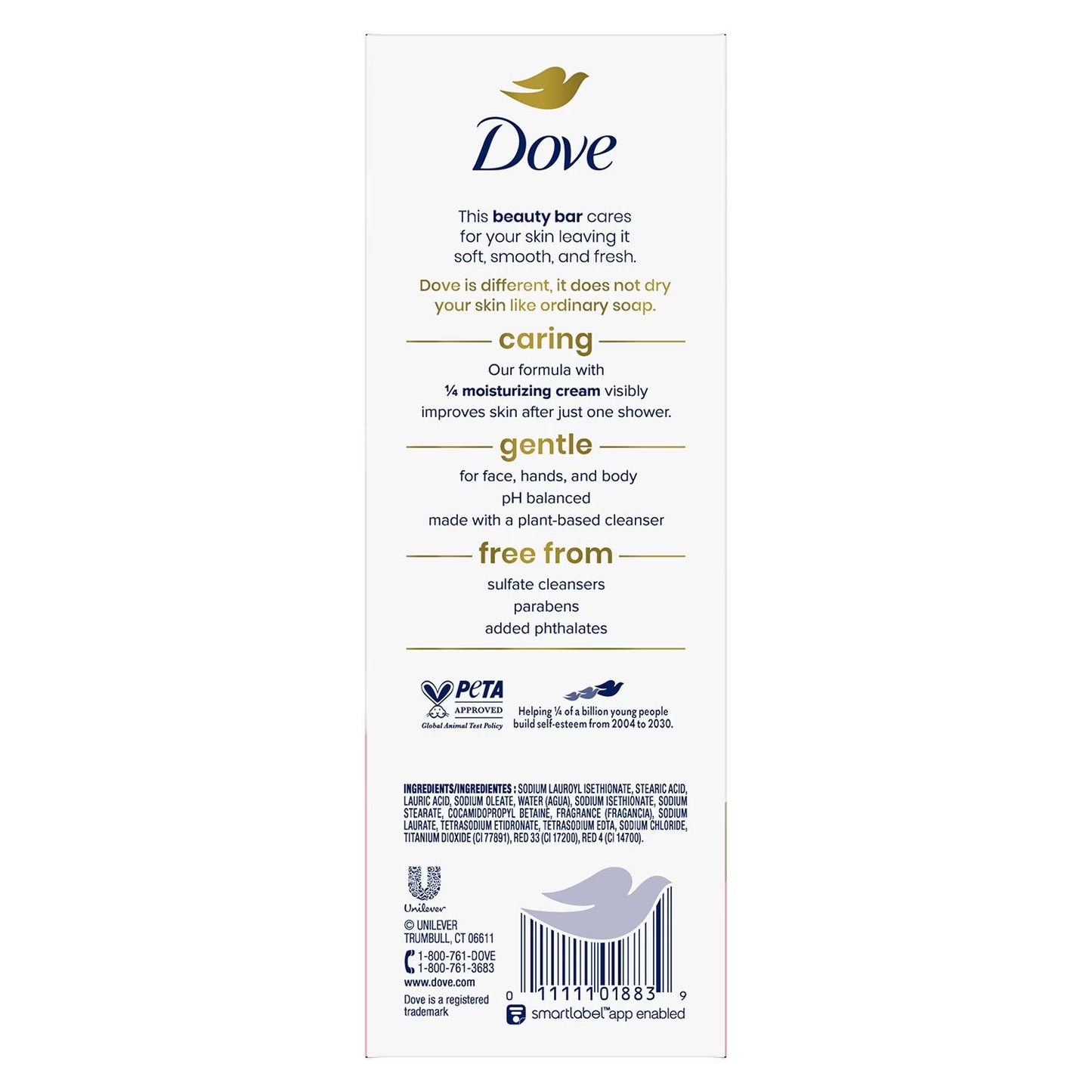 Dove Beauty Bar Soap, Pink, 3.75 oz., 16 ct.