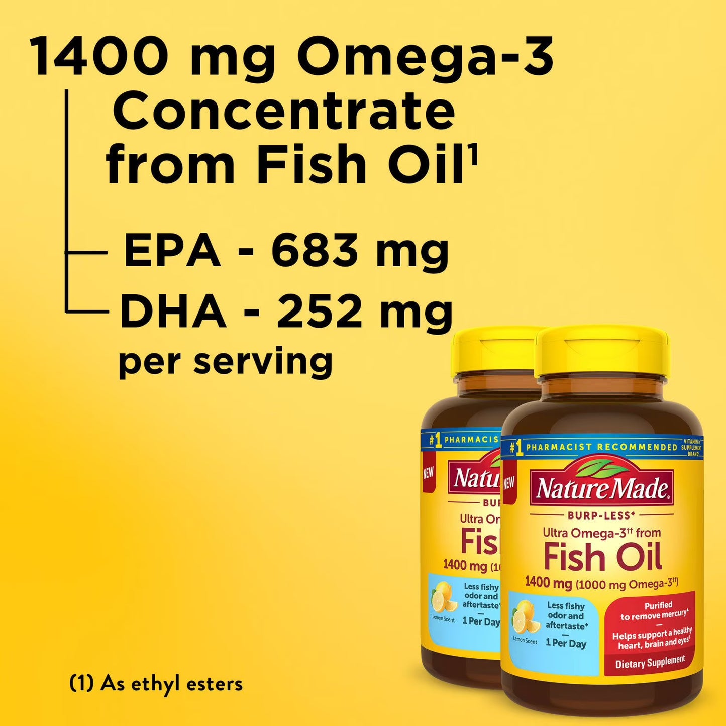 Nature Made Burp-Less Ultra Omega-3 Fish Oil Softgels, 130 ct.