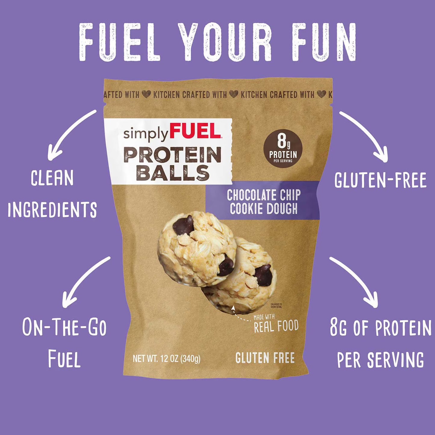 simplyFUEL Chocolate Chip Cookie Dough Protein Balls, 12 oz.