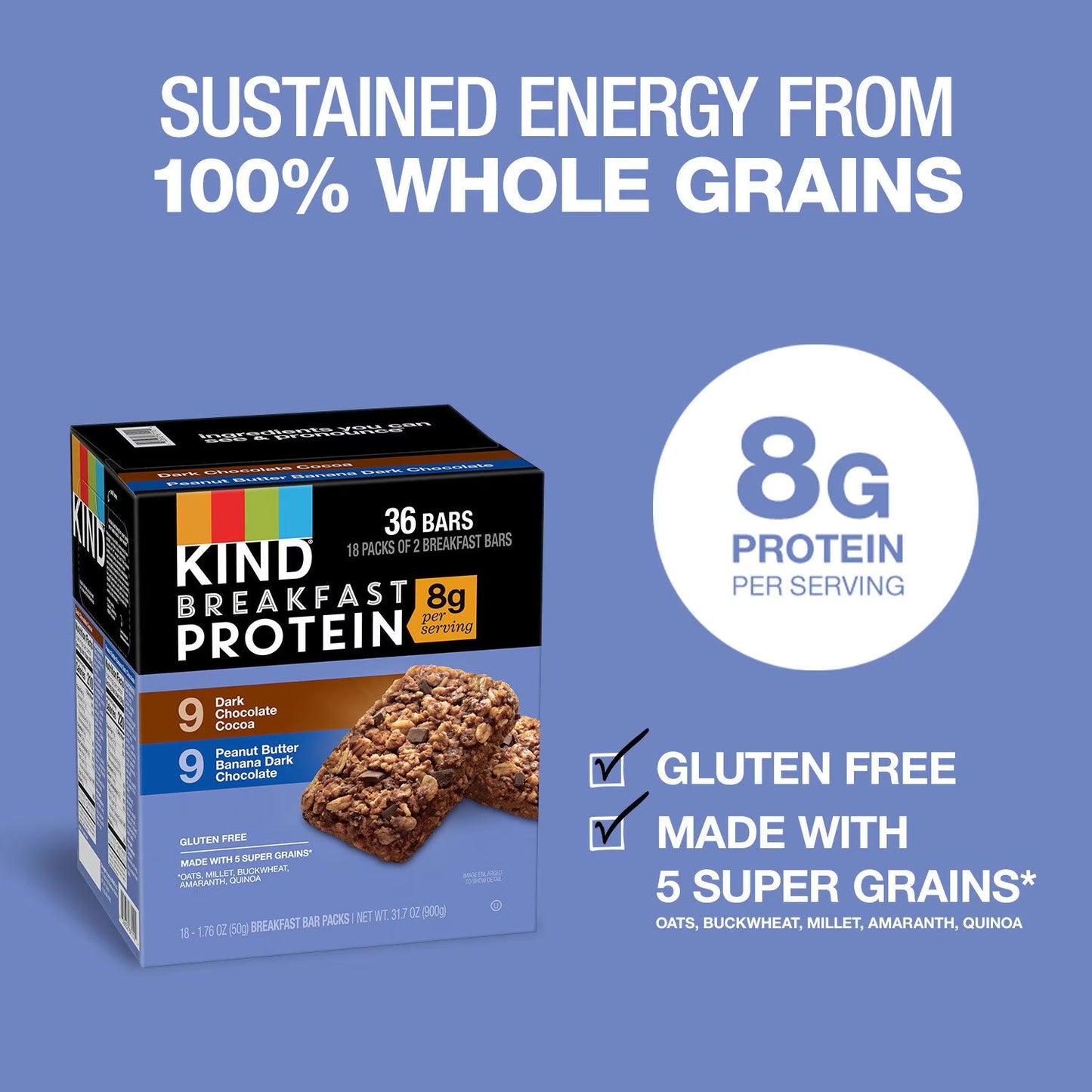 KIND Breakfast Protein Bars, Variety Pack, 18 pk.