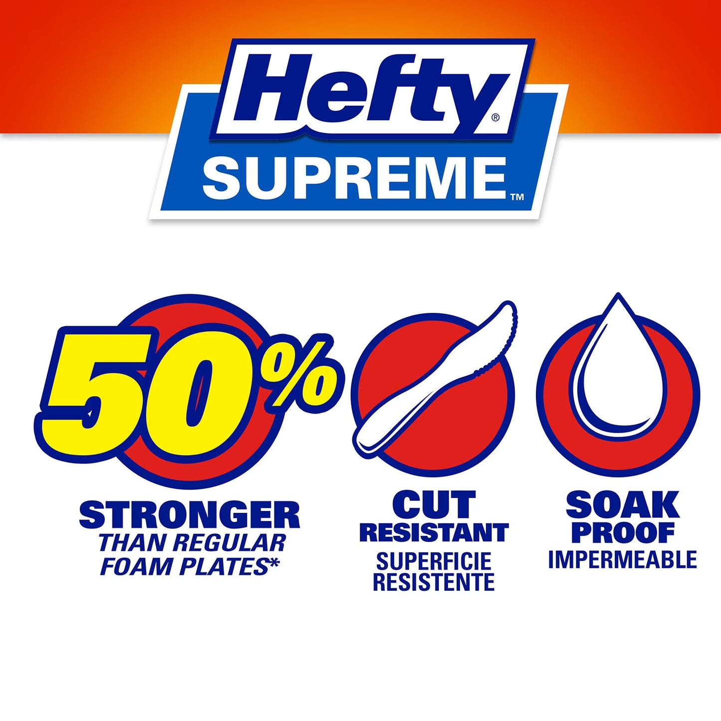 Hefty Supreme Foam Disposable Lunch Plates, 8 7/8", 250 ct.
