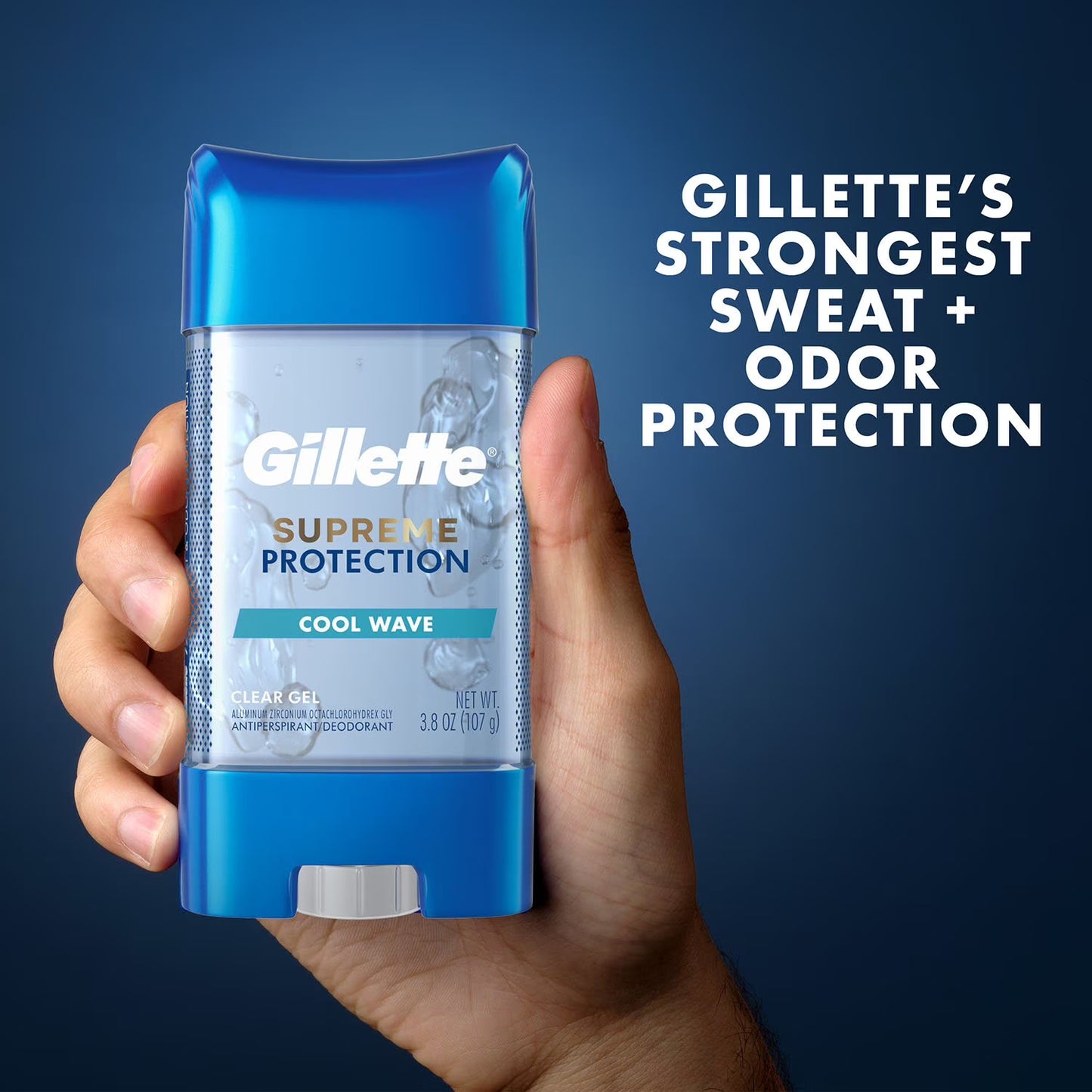 Gillette 6 in 1 Deodorant for Men Clear Gel Antiperspirant, Cool Wave, 3.8 oz., 5 pk.