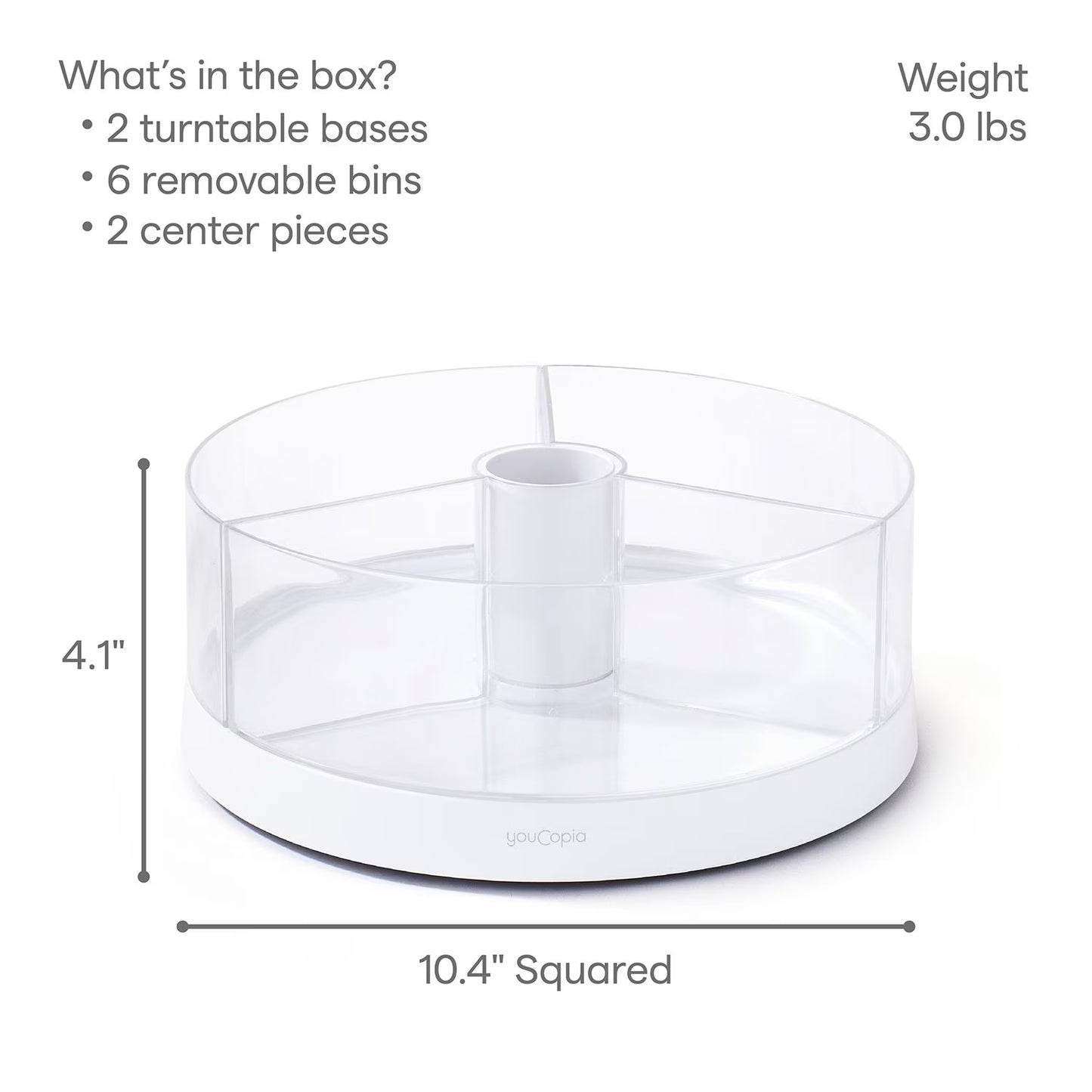 YouCopia SmoothSpin Turntable with 3 Bins, 2-Pack