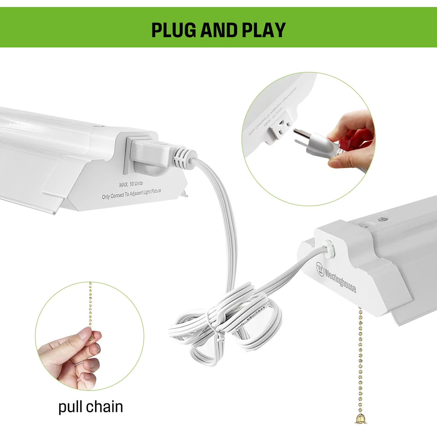 Westinghouse 4' 5000 Lumen LED Shop Light, White Finish, 4 pk.