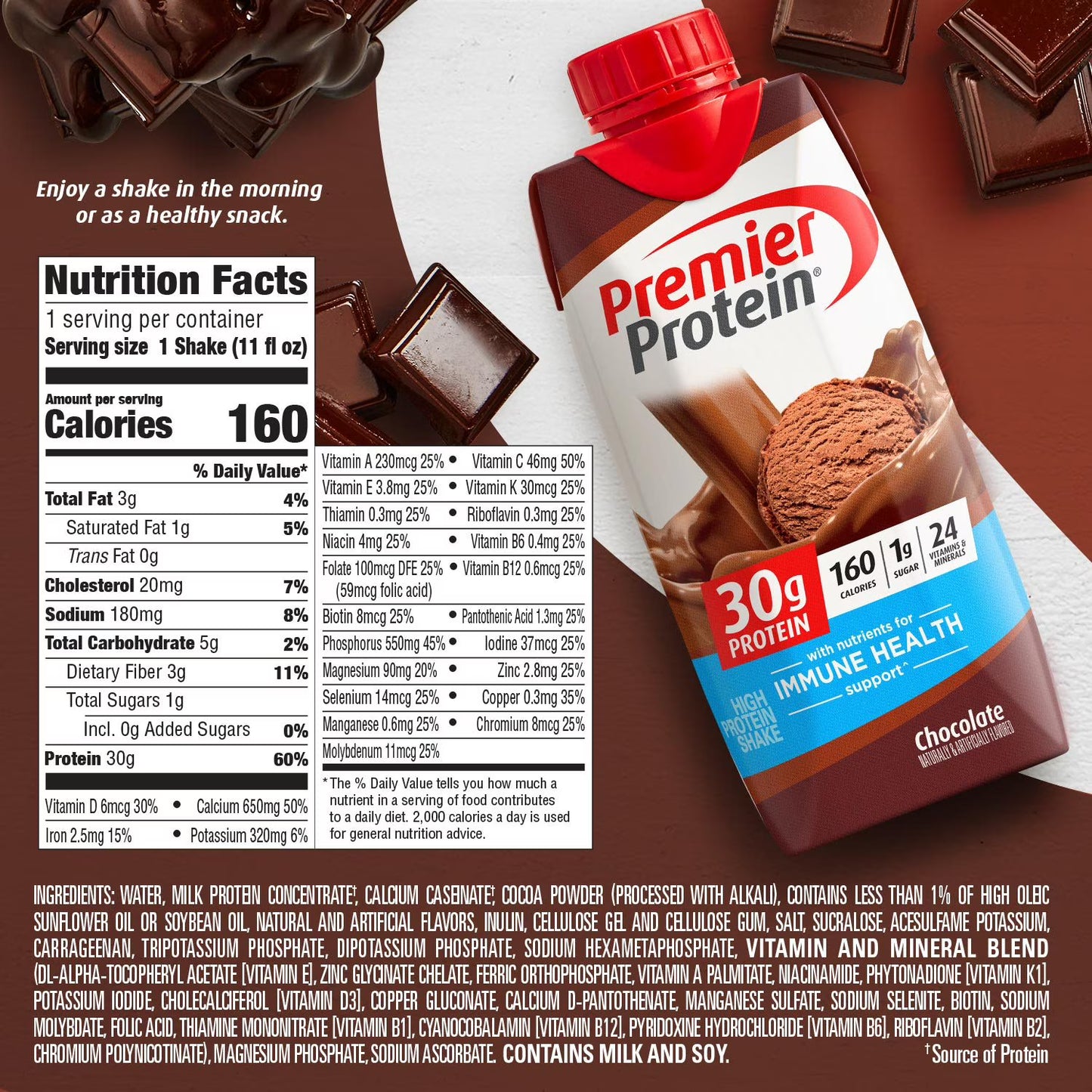 Premier Protein 30g High Protein Shake, Chocolate, 11 fl. oz., 15 pk.