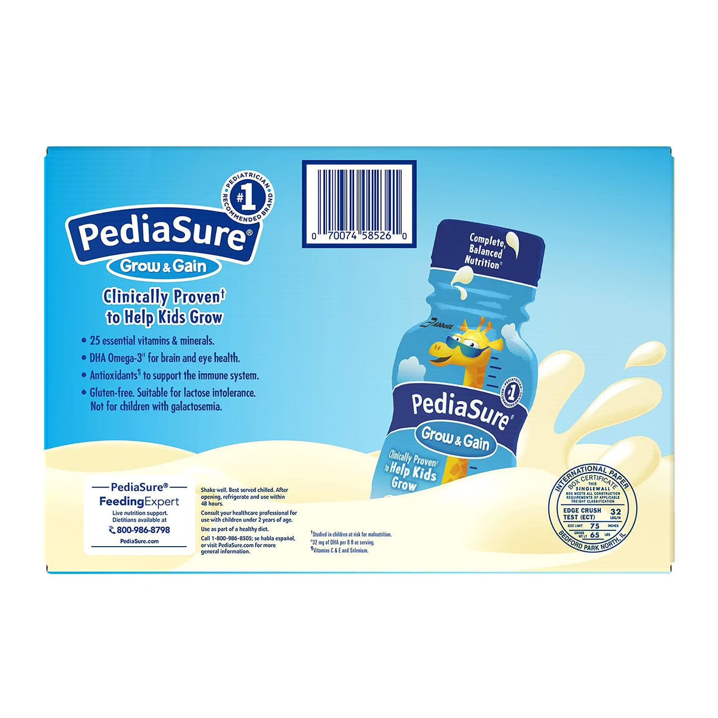 PediaSure Grow and Gain Nutrition Shake for Kids, Vanilla 8 fl. oz., 24 pk.