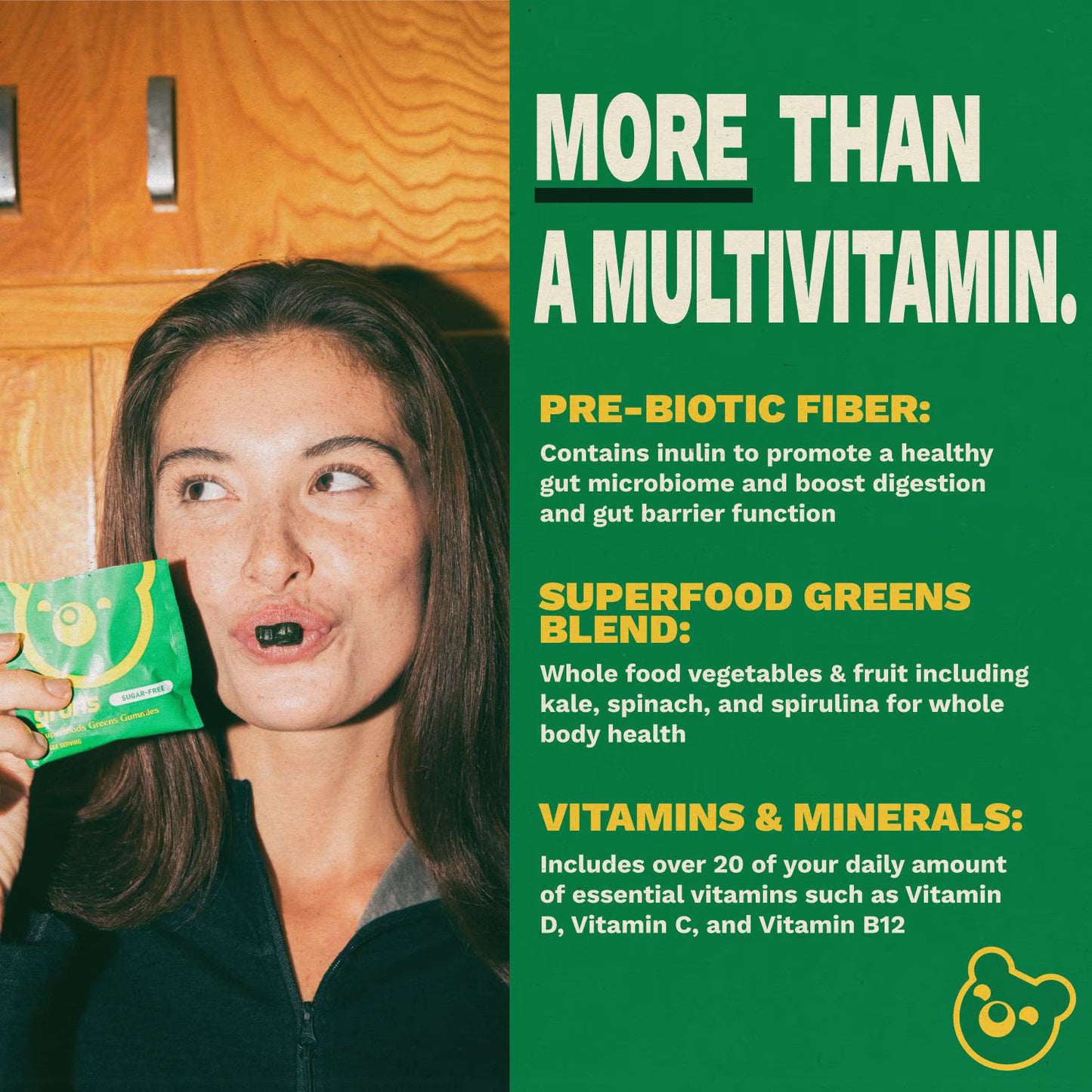 Gruns Adult Organic Superfood Greens Multivitamin Gummies, 25 ct.