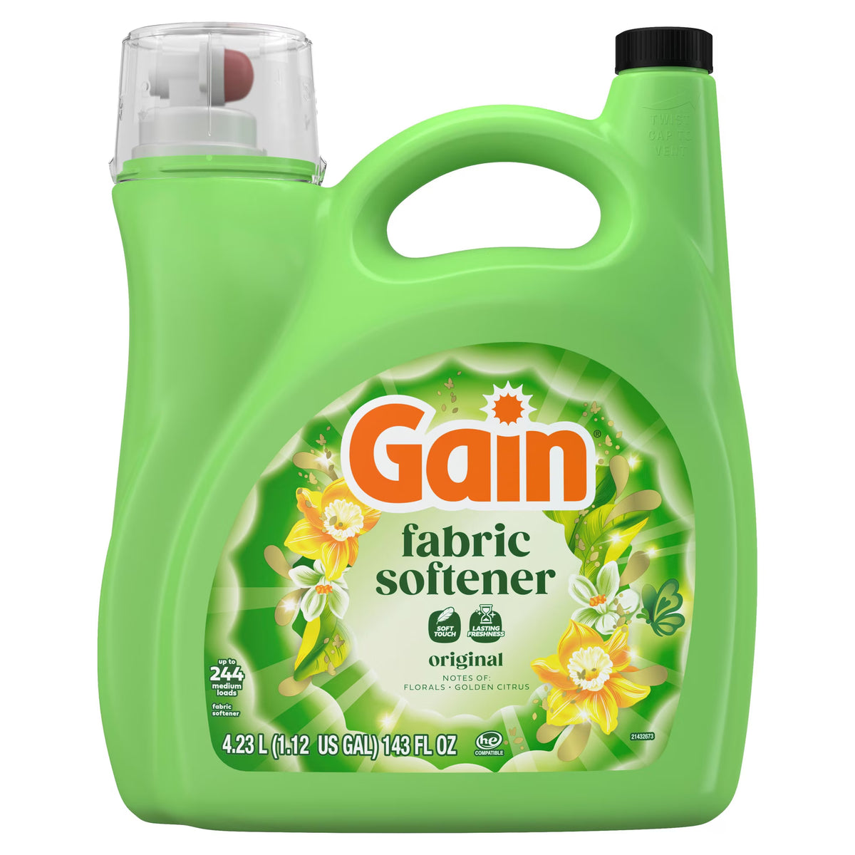 Gain Liquid Fabric Softener, Original Scent, 244 loads, 143 fl. oz.