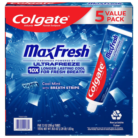 Colgate MaxFresh Toothpaste with Mini Breath Strips, Cool Mint, 7.3 oz