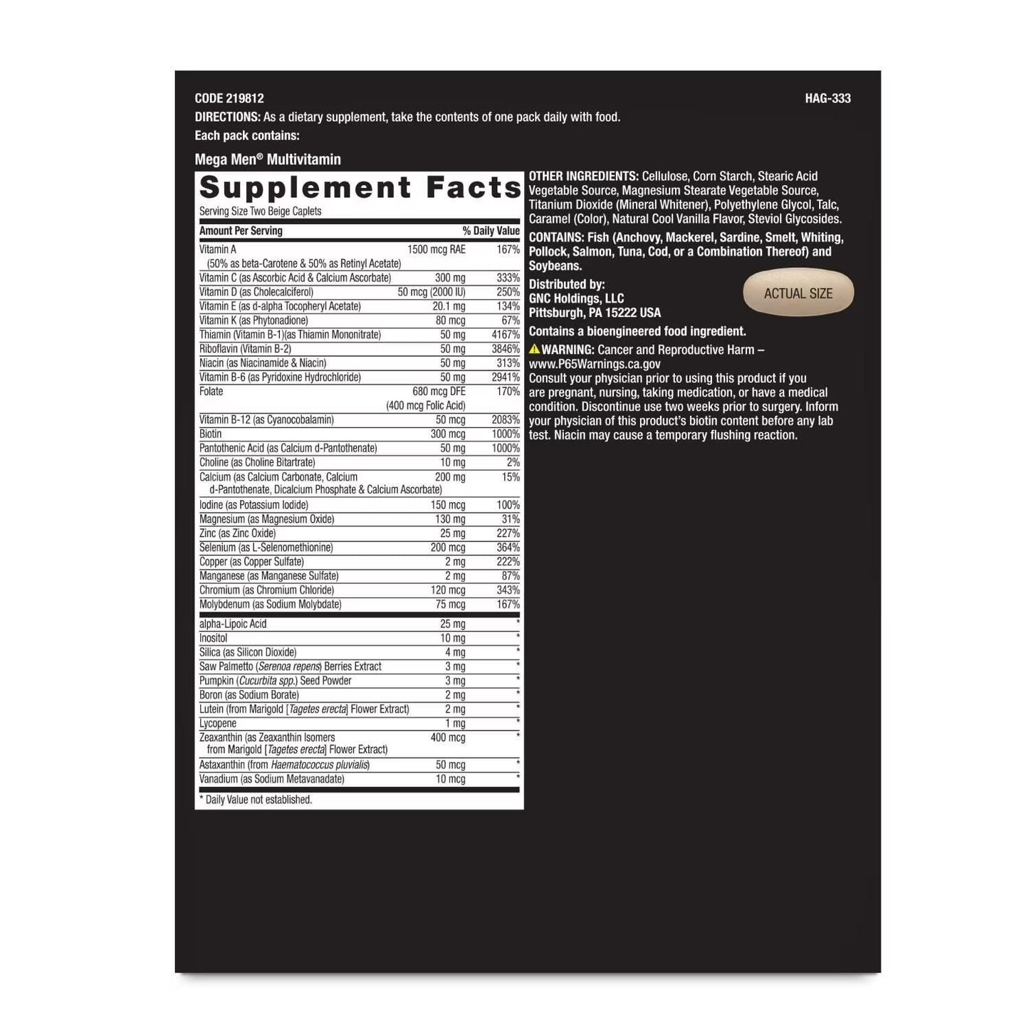 GNC Mega Men Performance and Vitality Vitapak Program, 30 ct.