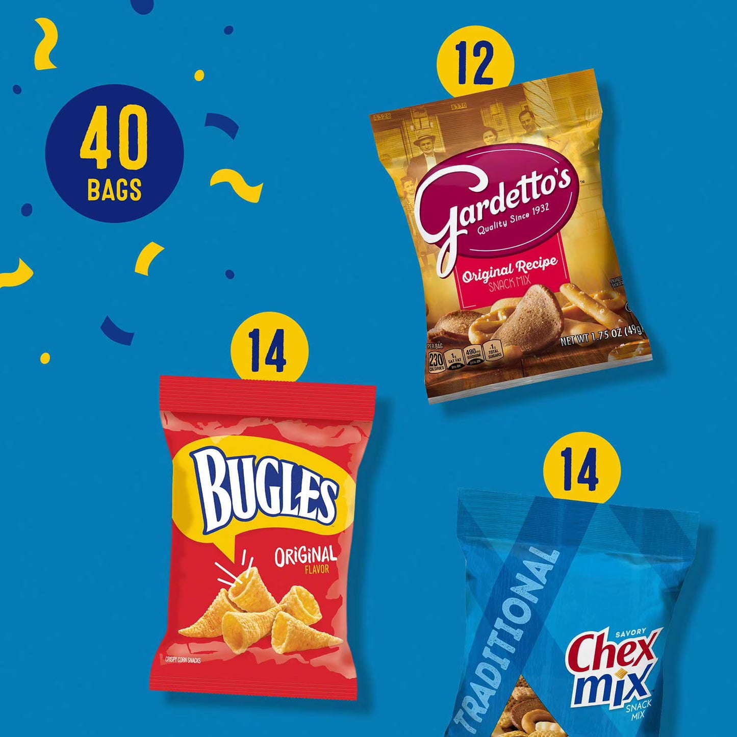 Bugles, Chex Mix & Gardetto Variety Pack Snacks, 40 pk.