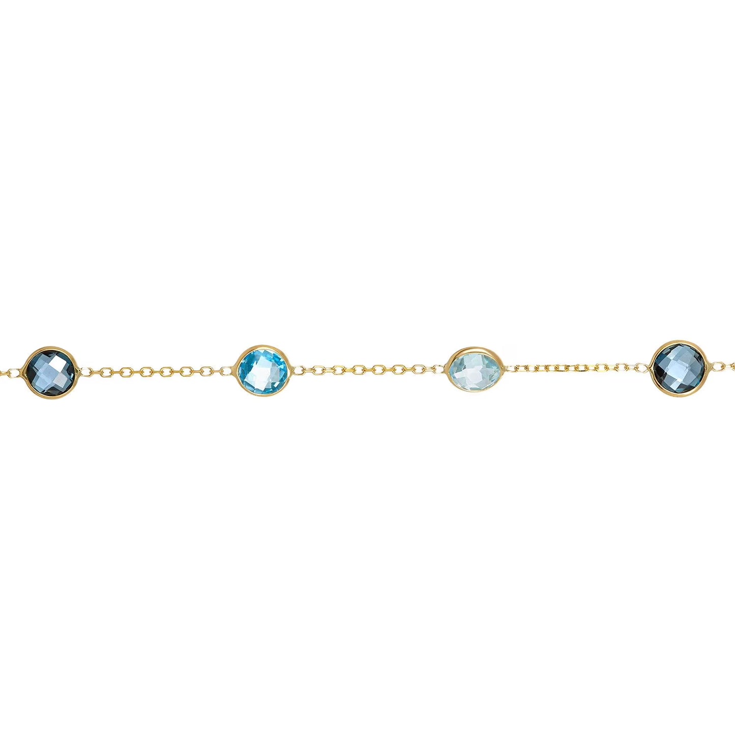 Multi Gemstone Station Necklace in 14K Gold