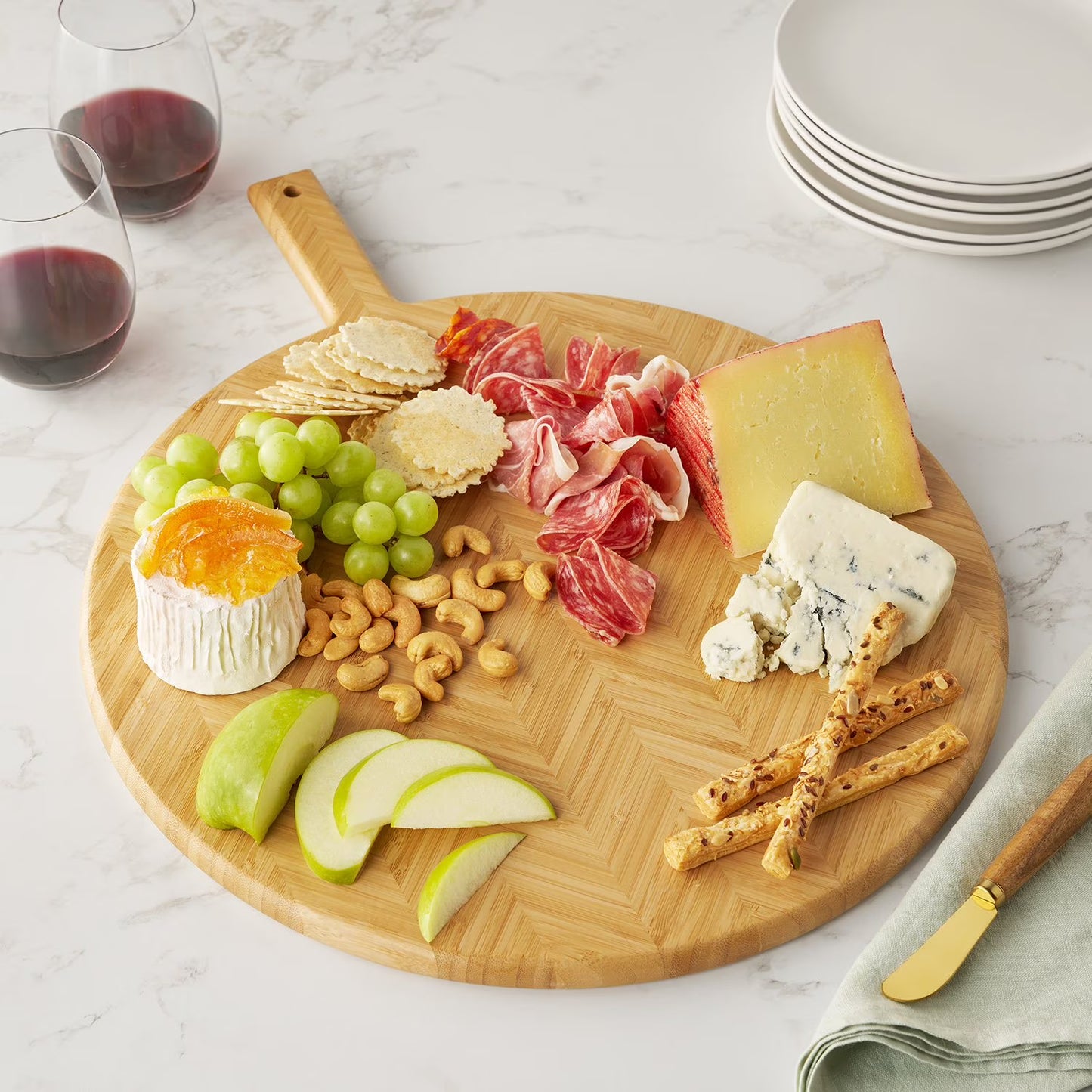 Herringbone Bamboo Charcuterie Board