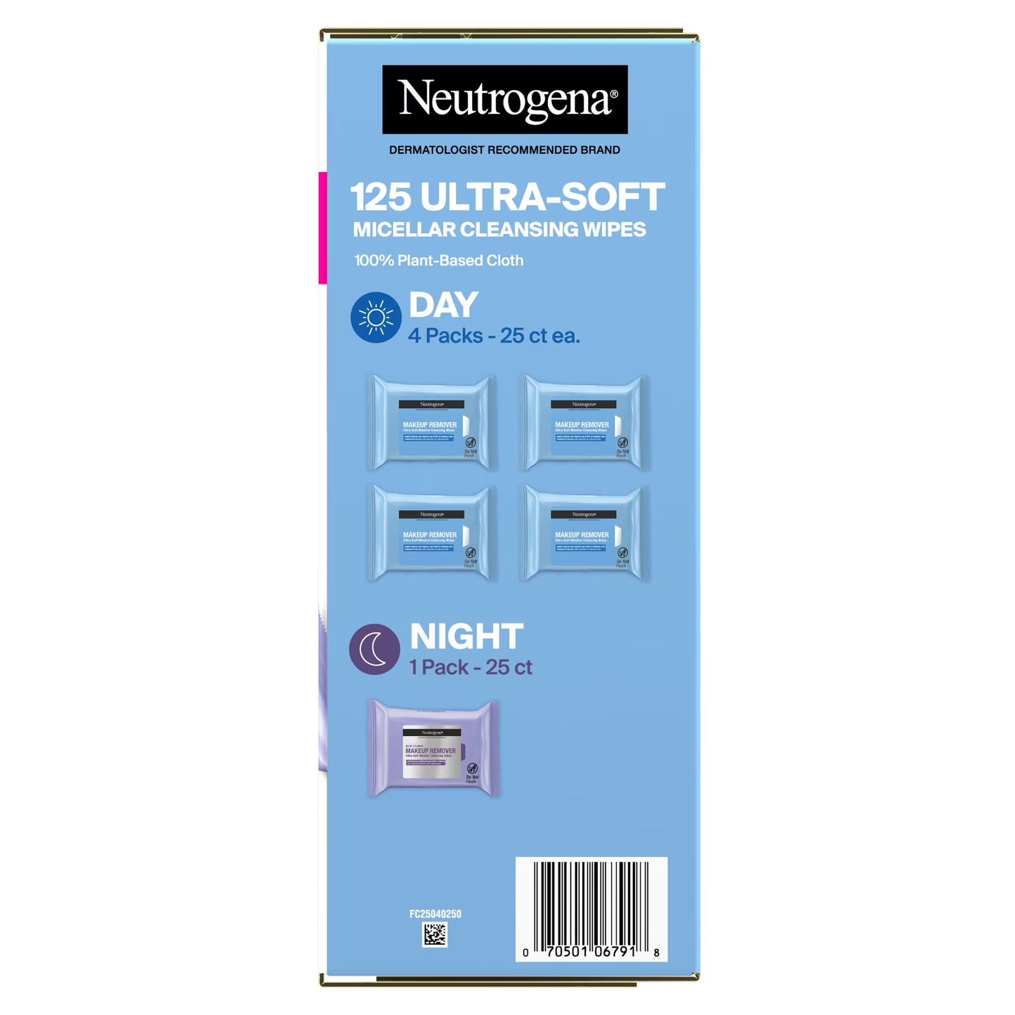Neutrogena Makeup Remover & Night Calming Cleansing Towelettes, 25 ct., 5 pk.