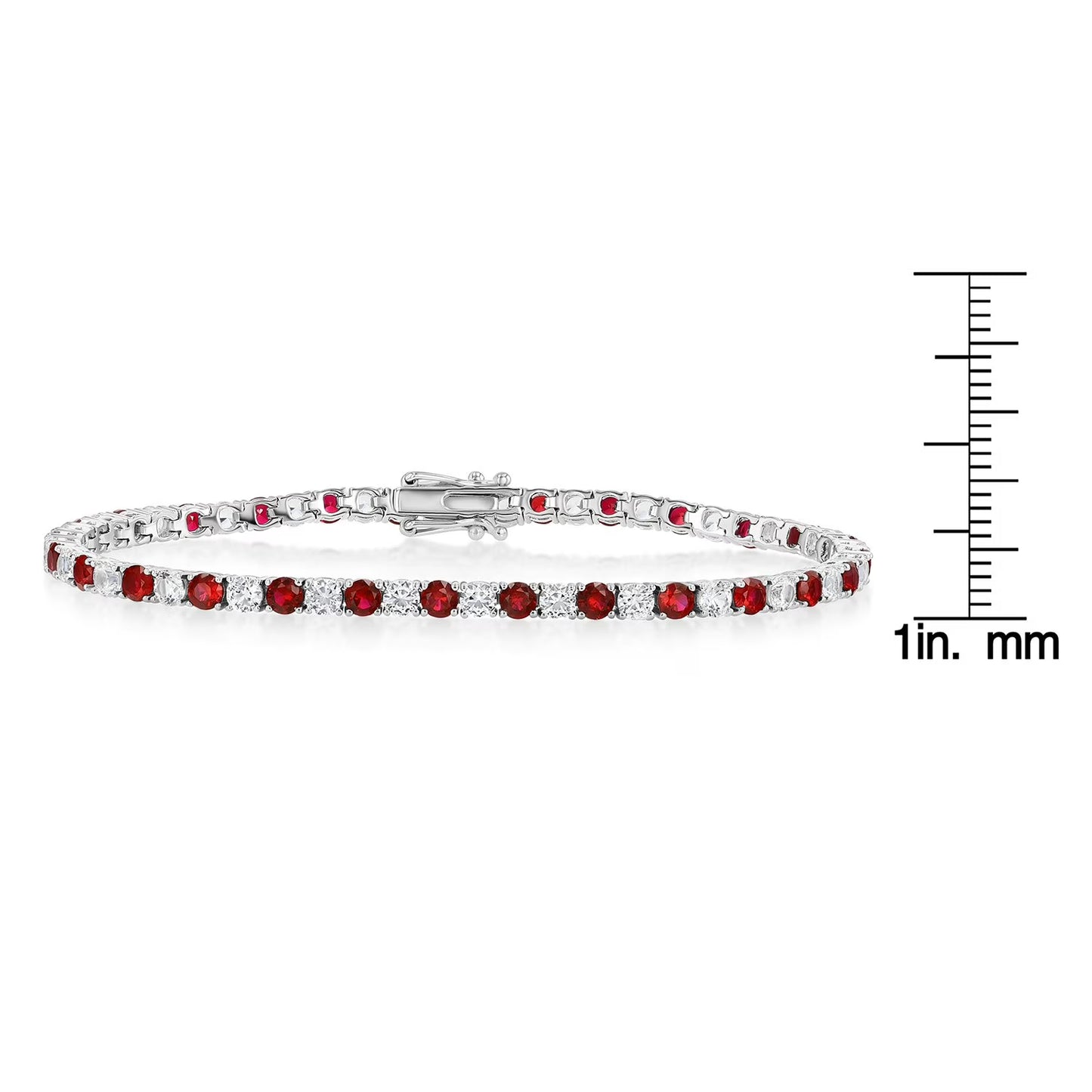 Lab Created White Sapphire Round Cut Gemstone Tennis Bracelet in Sterling Silver