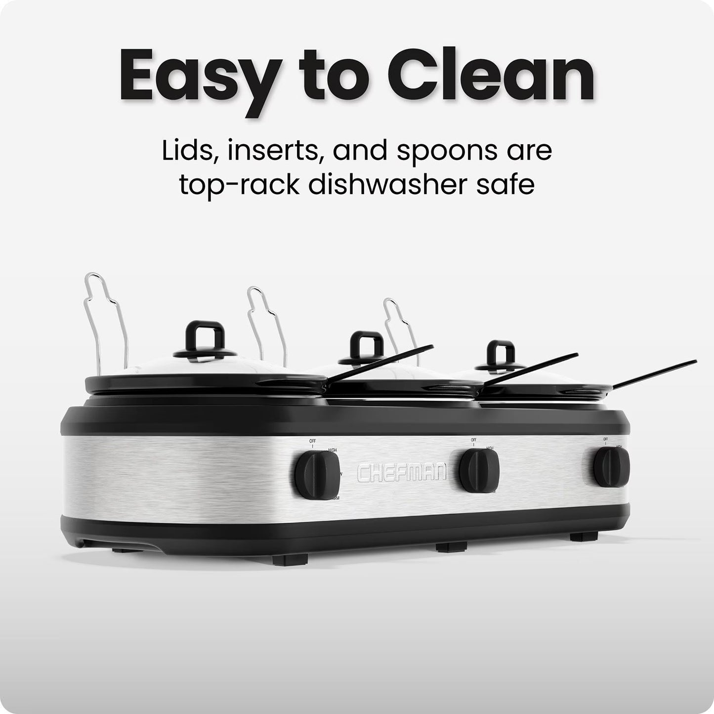 Chefman Stainless Steel Triple Slow Cooker & Buffet Server