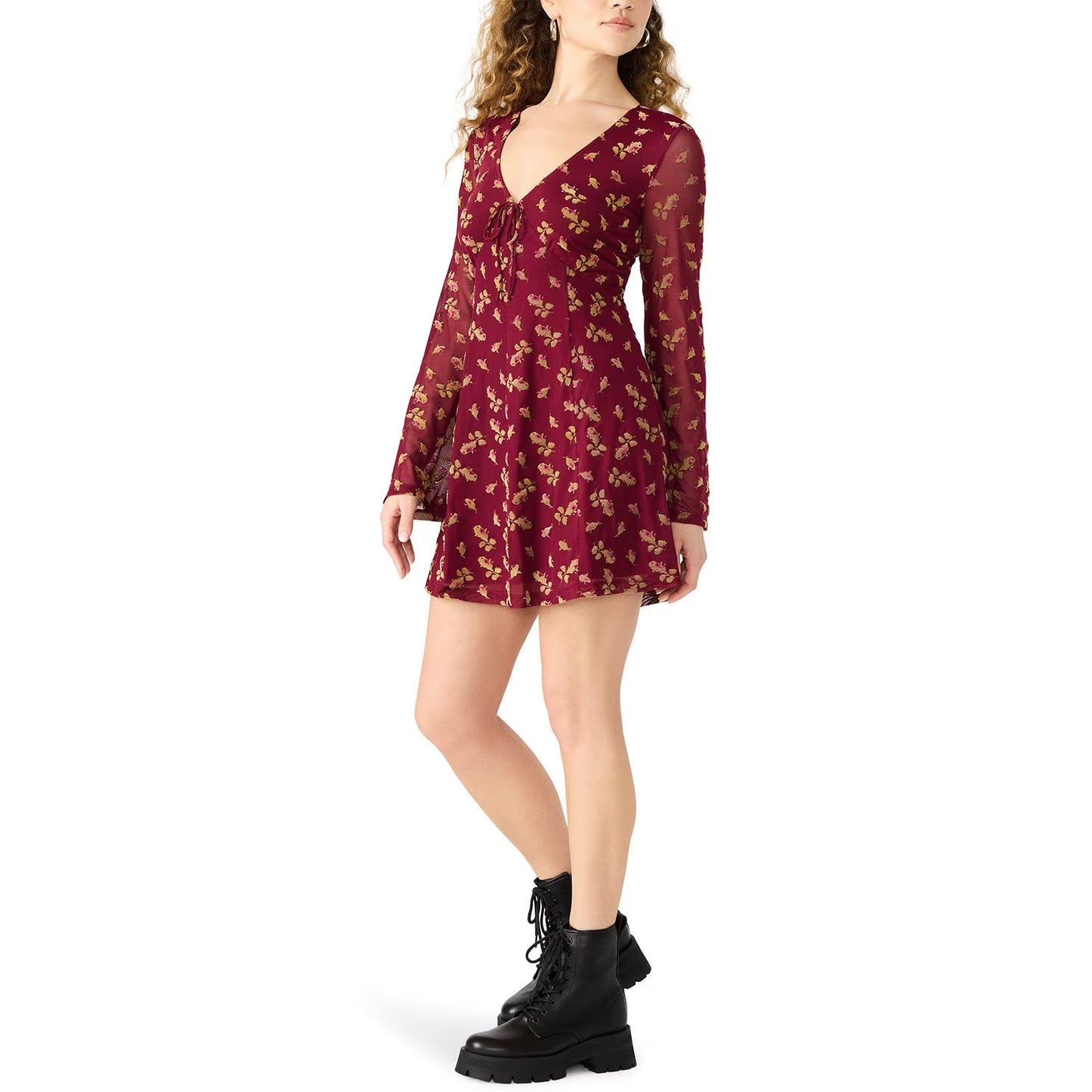 Betsey Johnson Women's Long Sleeve Babydoll Mini Dress
