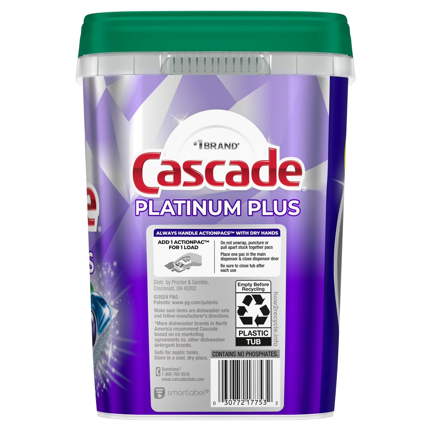 Cascade Platinum Plus ActionPacs Dishwasher Detergent Pacs, Fresh, 82 ct.