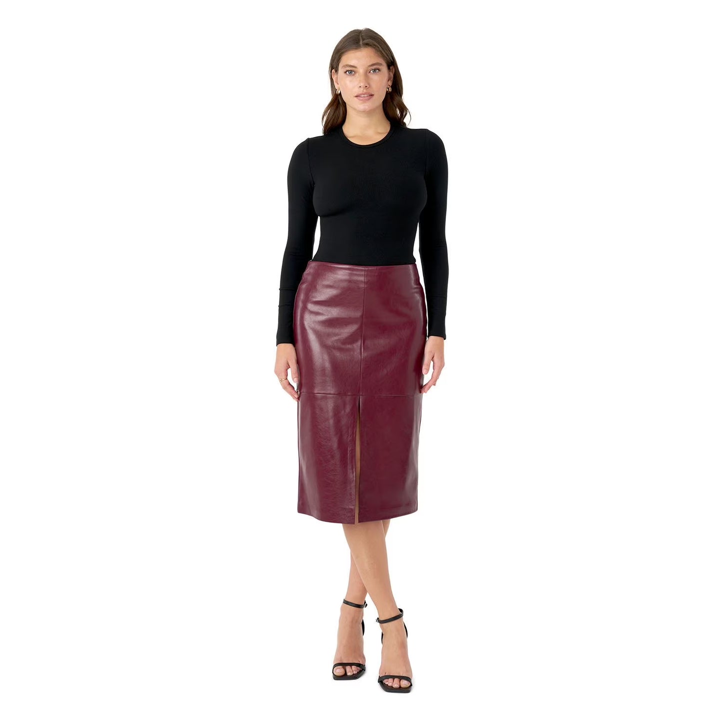 Edited by Hunter McGrady Women's Faux Leather Midi Skirt