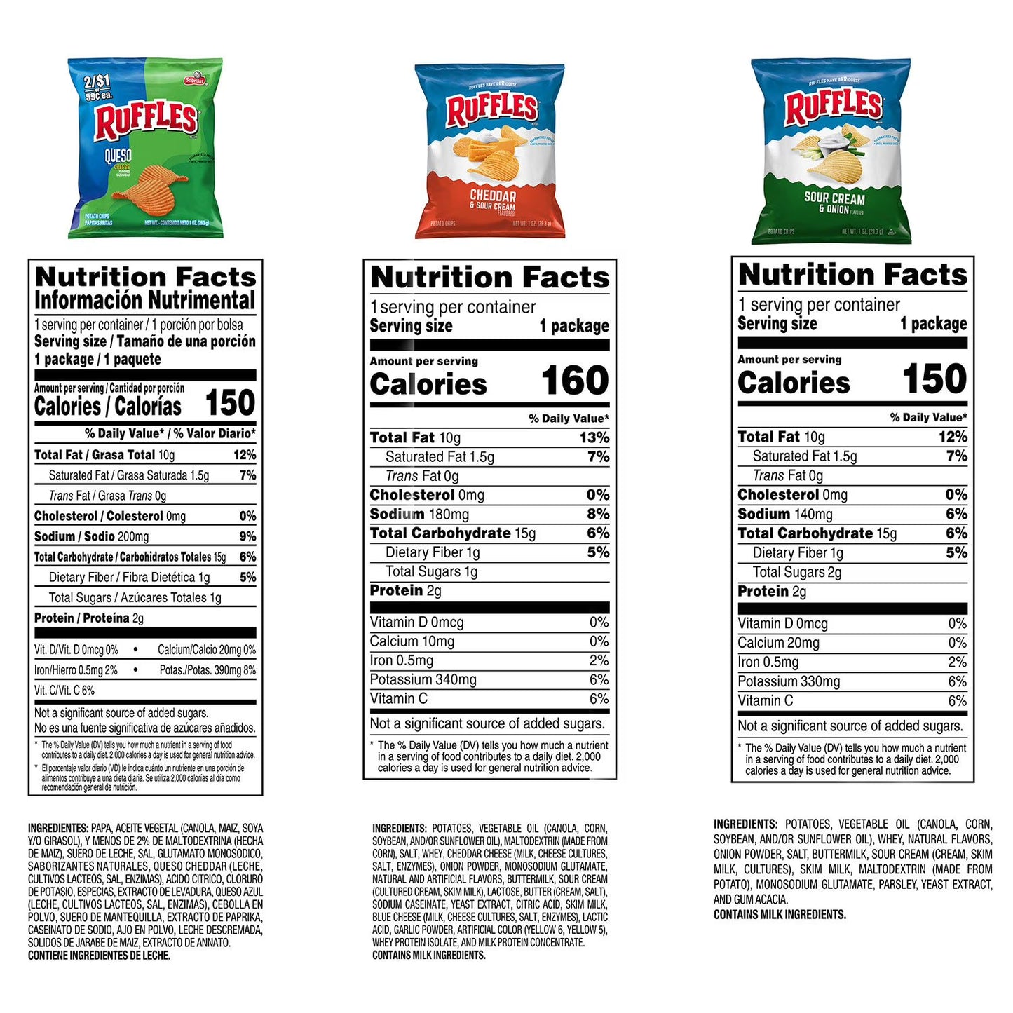 Lay's & Ruffles Crunch Mix Chips, Variety Pack, 50 pk.