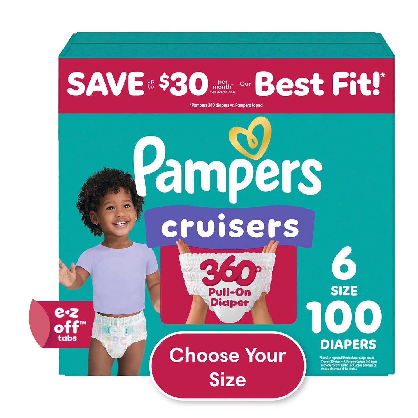 Pampers Cruisers 360 Diapers, Sizes 4-7