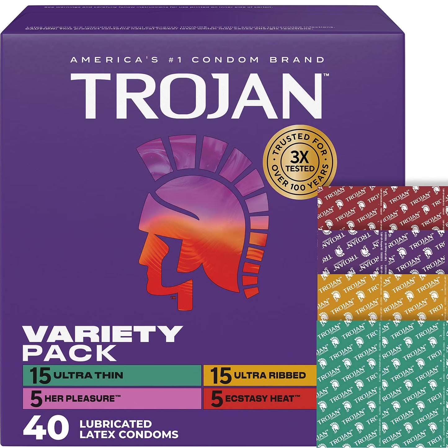 Trojan Variety Pack Lubricated Latex Condoms, 40 ct.