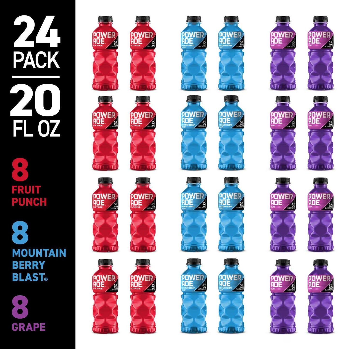 POWERADE Variety Pack Bottles, 20 fl. oz., 24 pk.