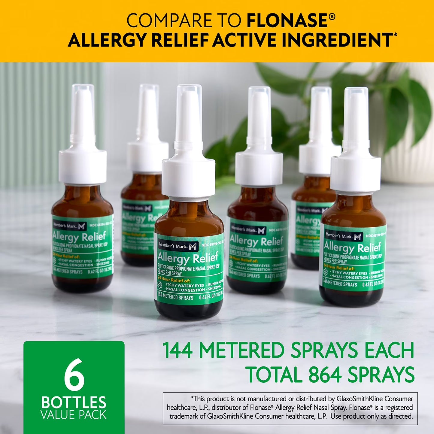 50mcg Allergy Relief, Fluticasone Propionate Nasal Spray (0.62 fl. oz., 6 ct.)