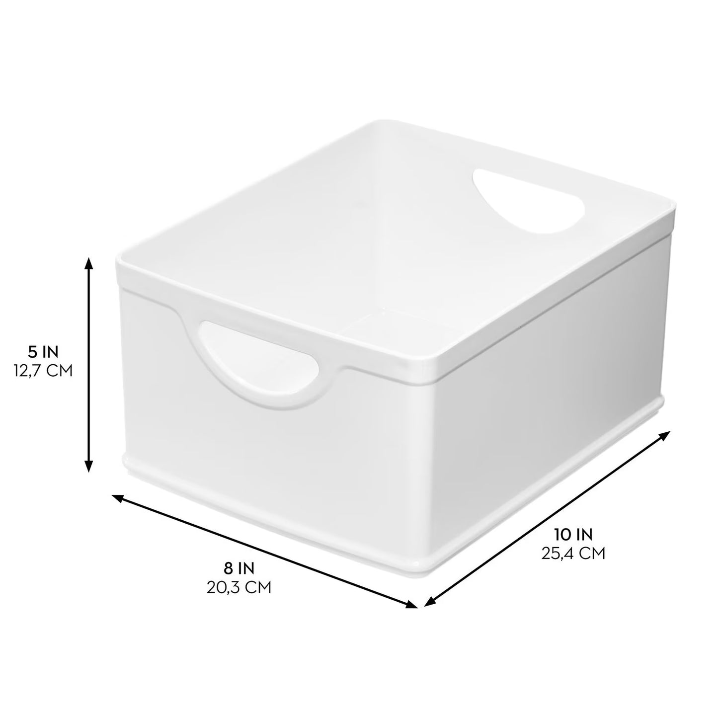 iDesign Set of 2 White Stacking BPA-Free Organization Bins, 5" H x 8" W x 10" D