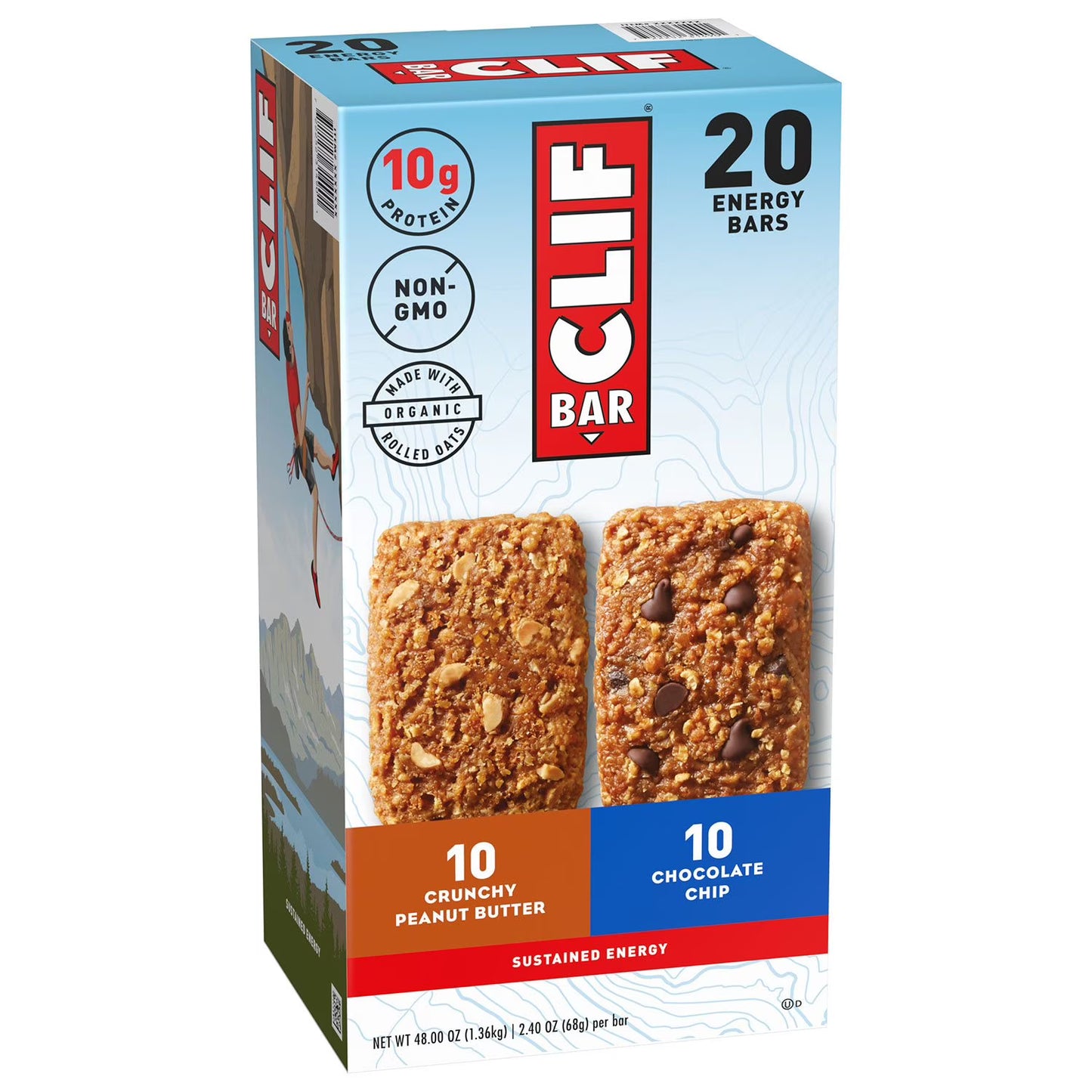 CLIF BAR Plant Based Energy Protein Bars, Variety Pack, 20 pk.