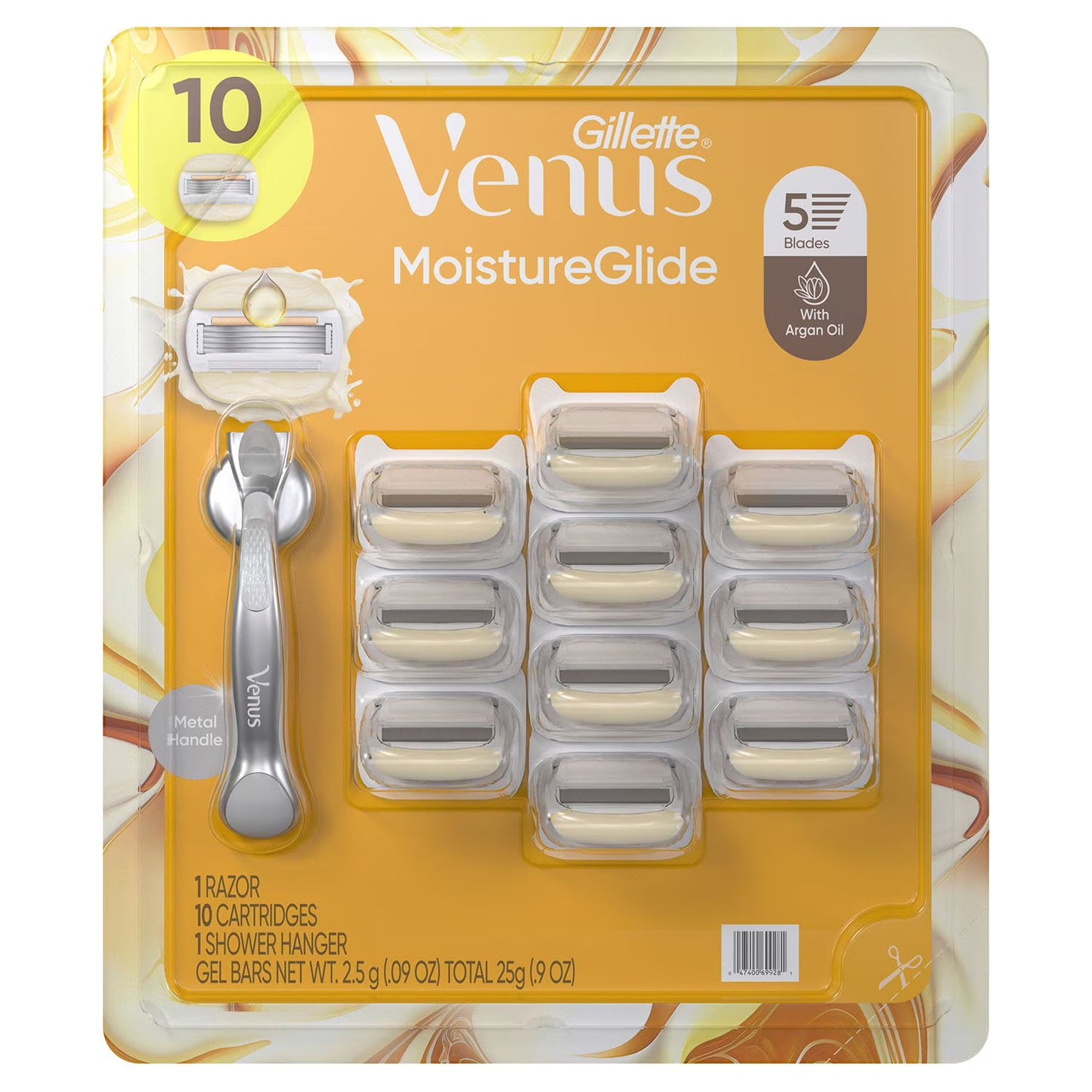 Venus MoistureGlide Women's Razor, 5 Blade, Handle + 10 Cartridges