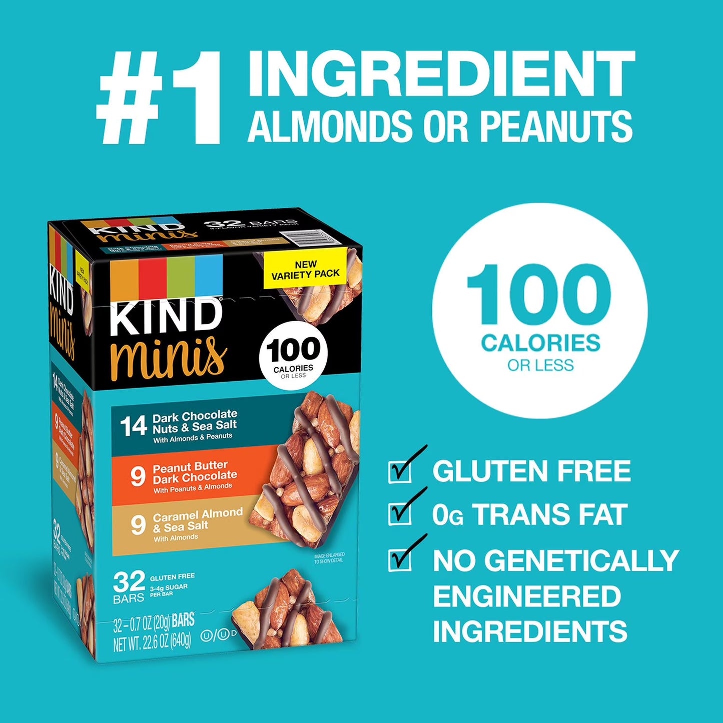 KIND Snacks Mini Nut Bar, Variety Pack, 32 ct.