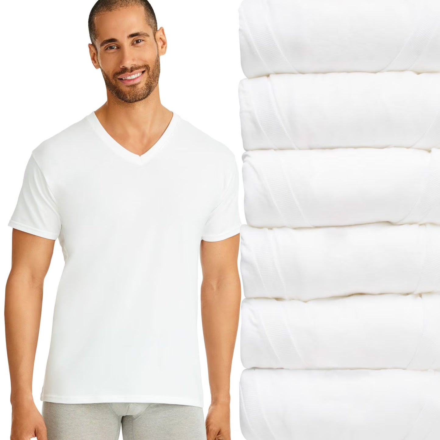 Hanes Men's 6-Pack Best V-Neck T-Shirt