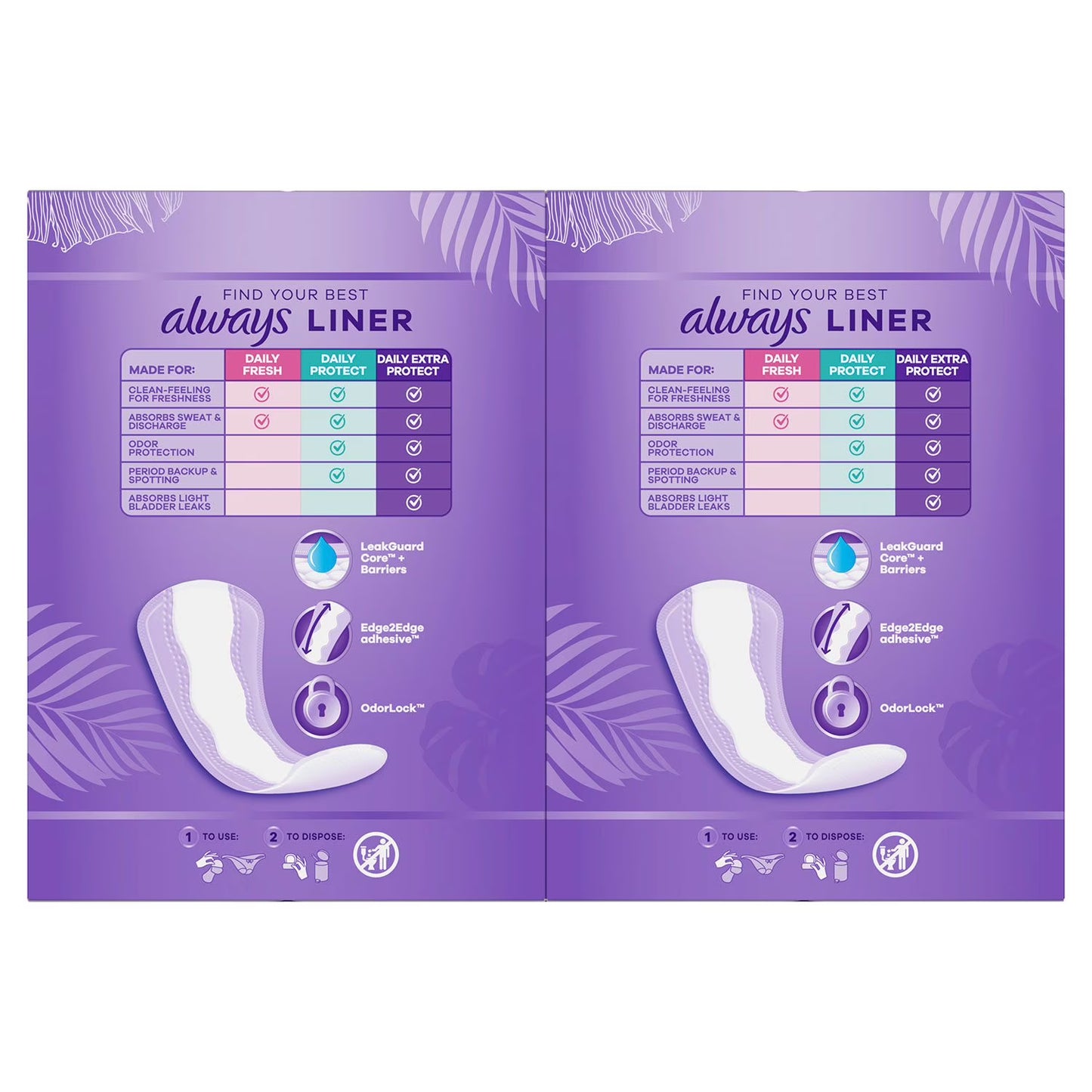 Always Anti-Bunch Xtra Protection Daily Liners, Unscented, Long, 200 ct.
