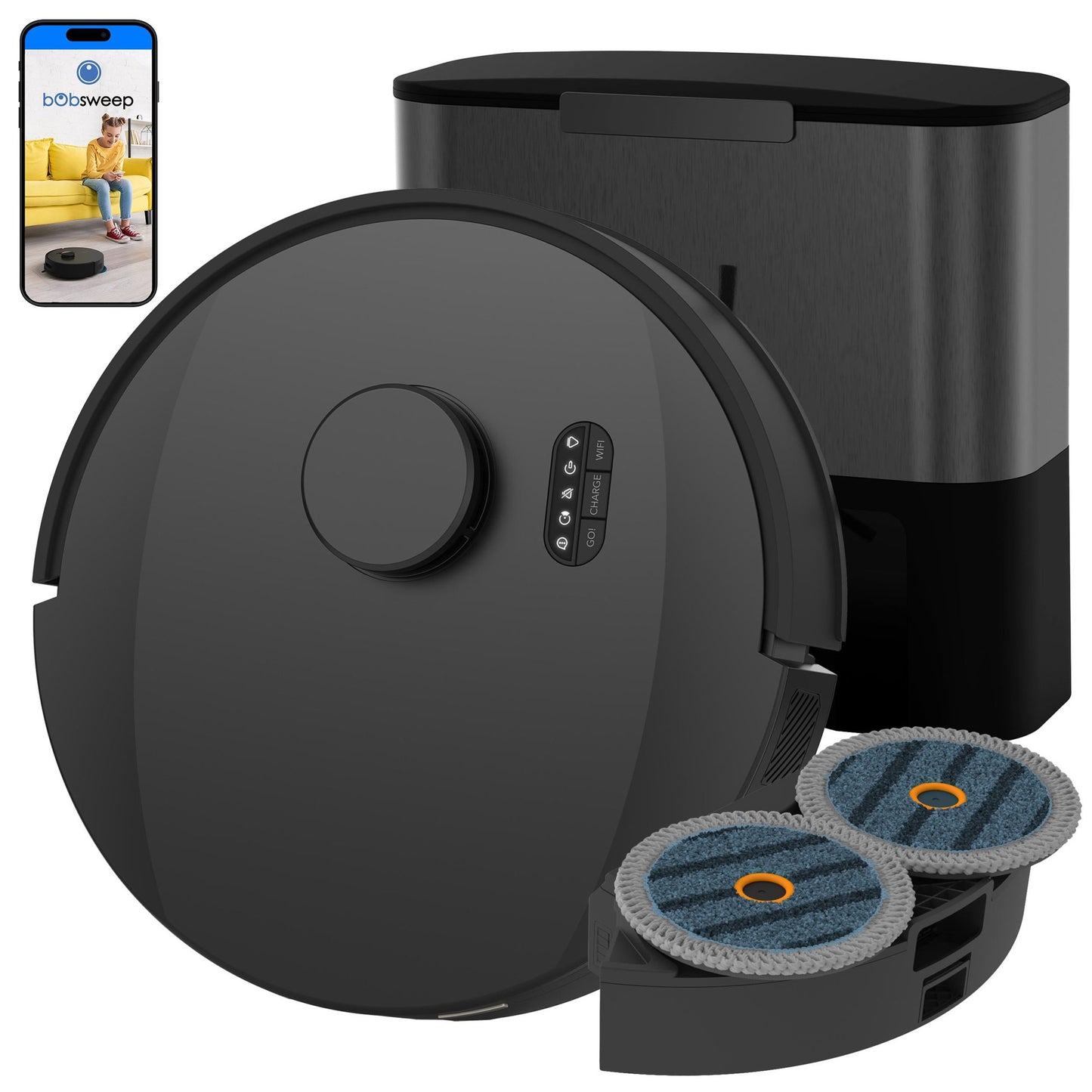 bObsweep UltraVision Pet Robot Vacuum & Mop with 25,000Pa Suction, Auto-Lift DualSpin Mops, 180-Day Auto-Empty Dock & Odor-Filtering Bags