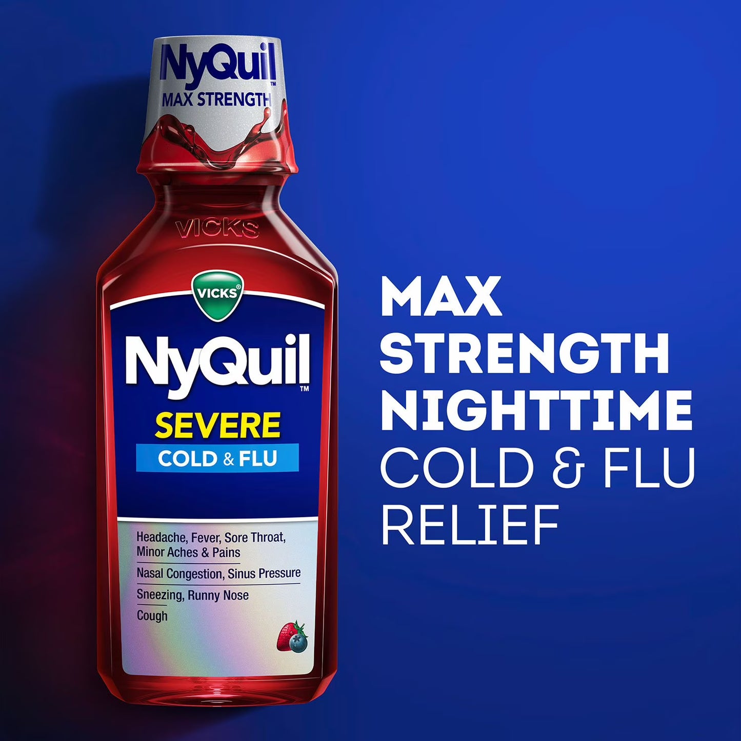 Vicks DayQuil & NyQuil Severe Cold & Flu Relief Liquid, Berry, 12 fl. oz., 3 pk.