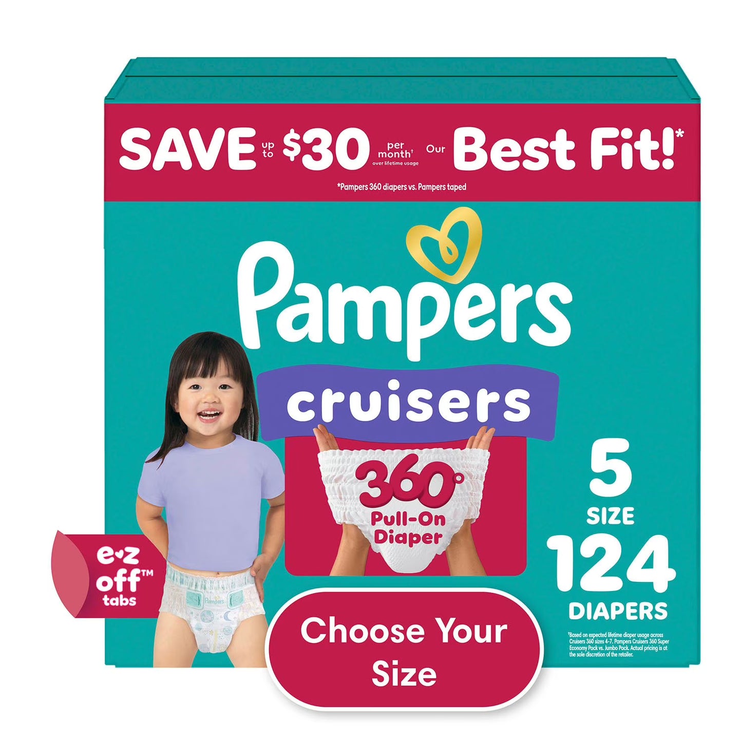 Pampers Cruisers 360 Diapers, Sizes 4-7