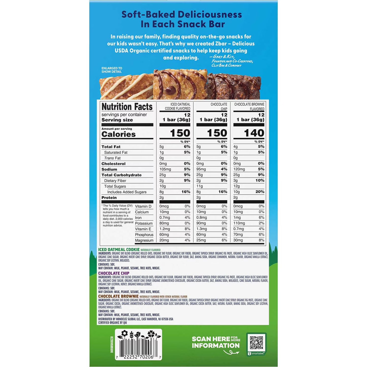 Zbar Soft Baked Organic Granola Snack Bars, Variety Pack, 36 pk.