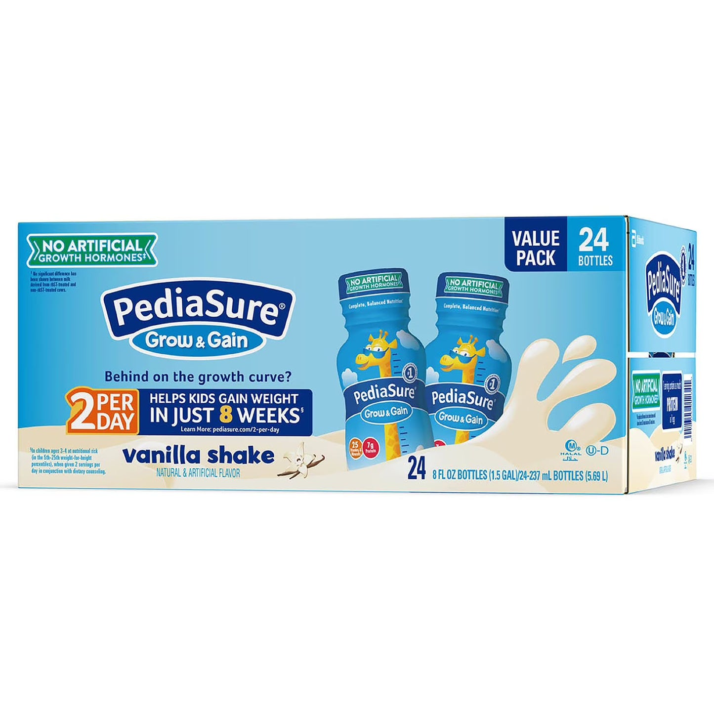 PediaSure Grow and Gain Nutrition Shake for Kids, Vanilla 8 fl. oz., 24 pk.