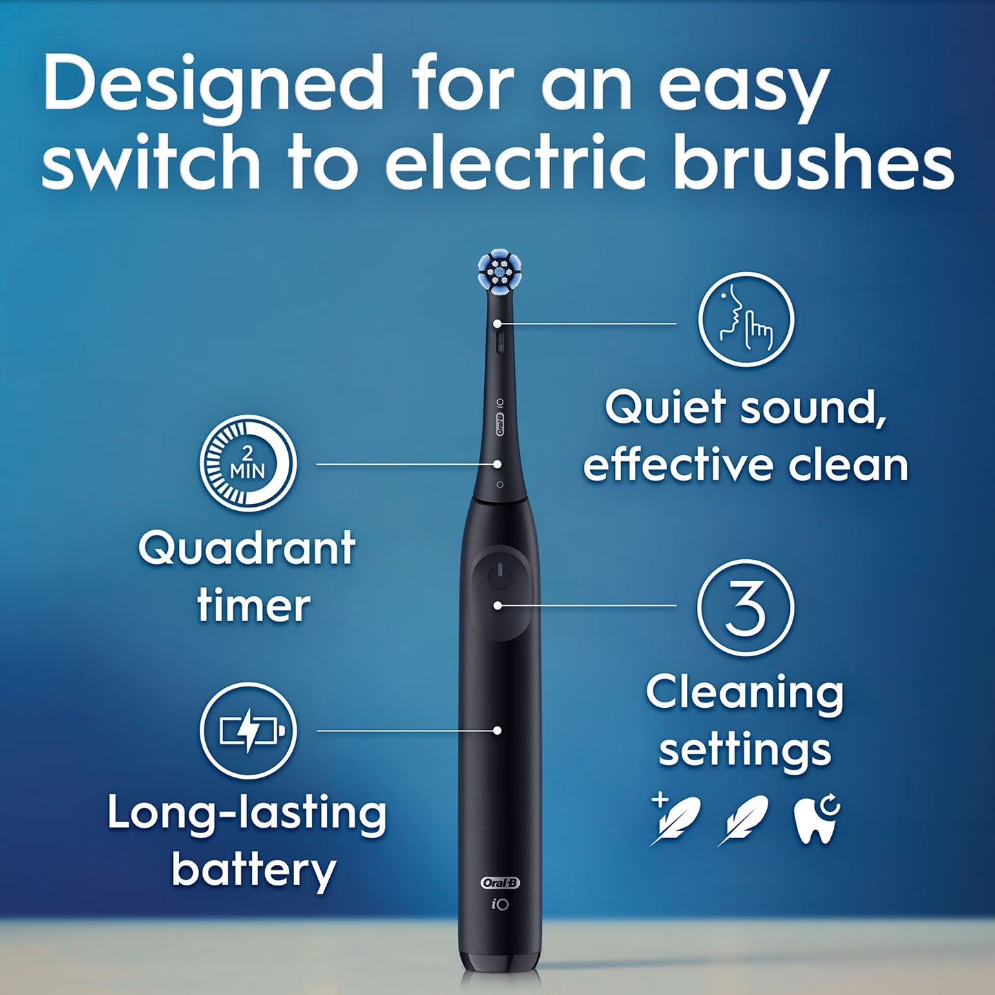 Oral-B iO Series 2 Electric Toothbrush, Pure White & Night Black, 2pk., 3 Brush Heads