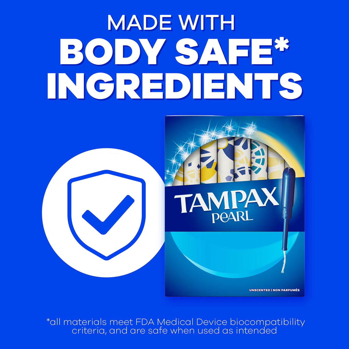 Tampax Pearl Tampons Trio Pack, Unscented, Light, Regular & Super, 86 ct.