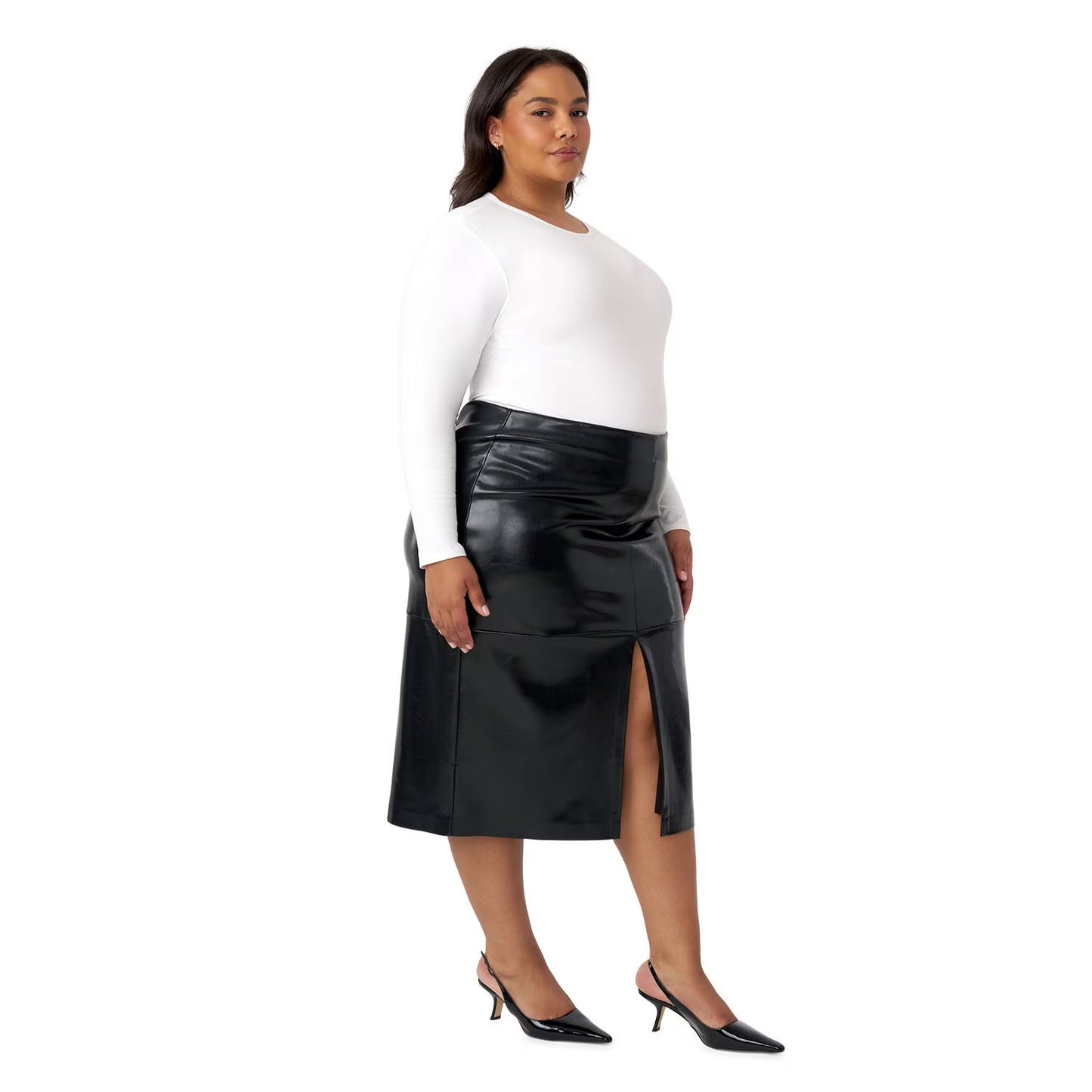Edited by Hunter McGrady Women's Faux Leather Midi Skirt