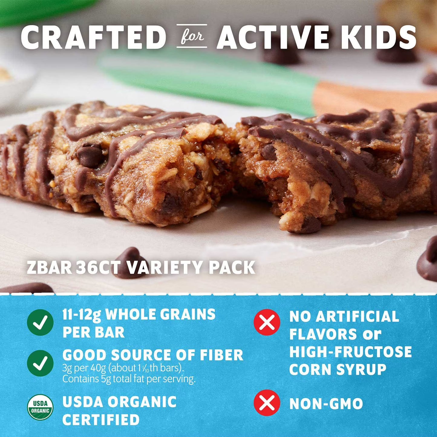 Zbar Soft Baked Organic Granola Snack Bars, Variety Pack, 36 pk.