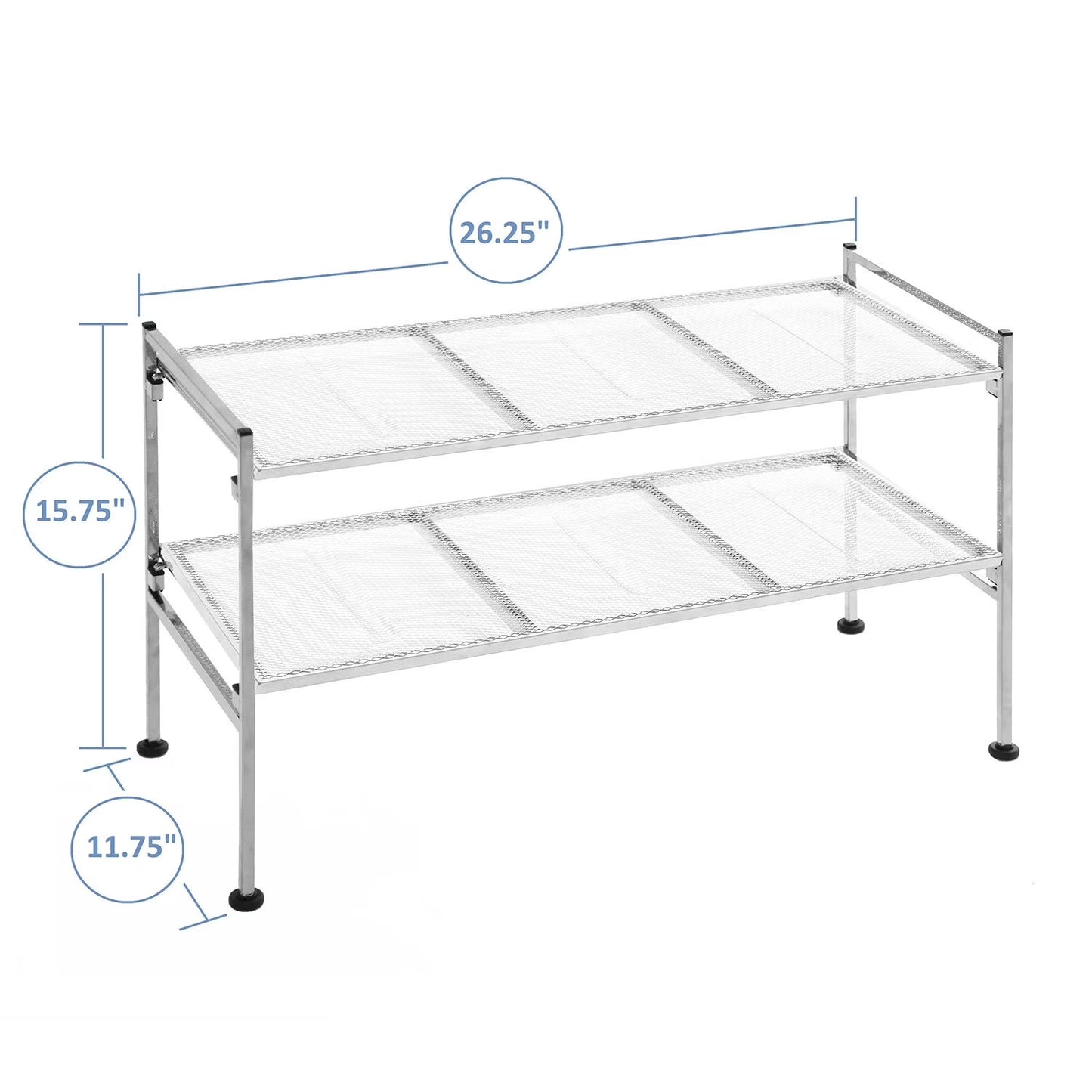 Seville Classics 2-Tier Steel Mesh Utility Shoe Rack, 26.25" W x 11.75" D x 15.75" H