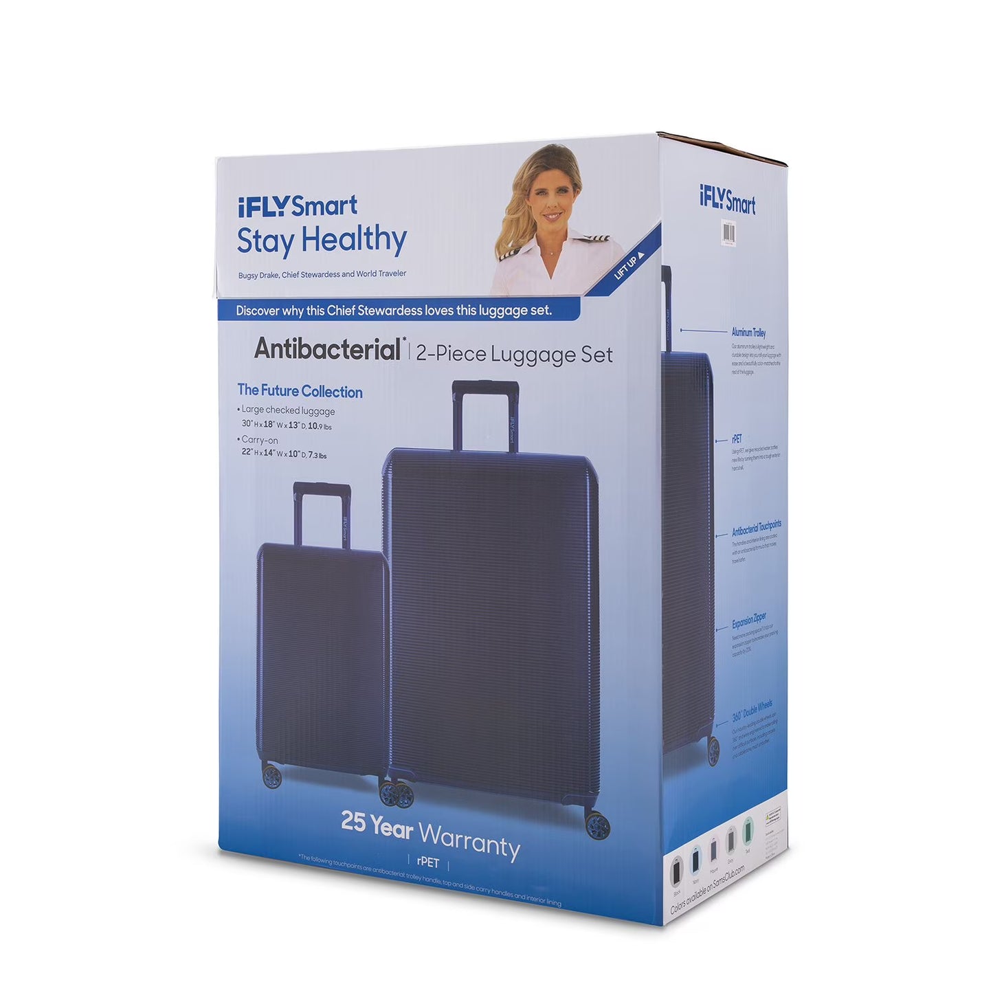 iFLY Smart Future Collection 2-Piece Antibacterial Travel Set, Choose Color